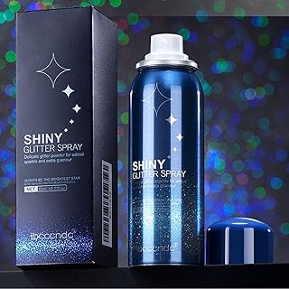 Shiny Glitter Spray, Body and Hair Clothing Glitter Spray, Shimmer Silver Glitter Quick-Drying Waterproof Body Shimmery Sp...