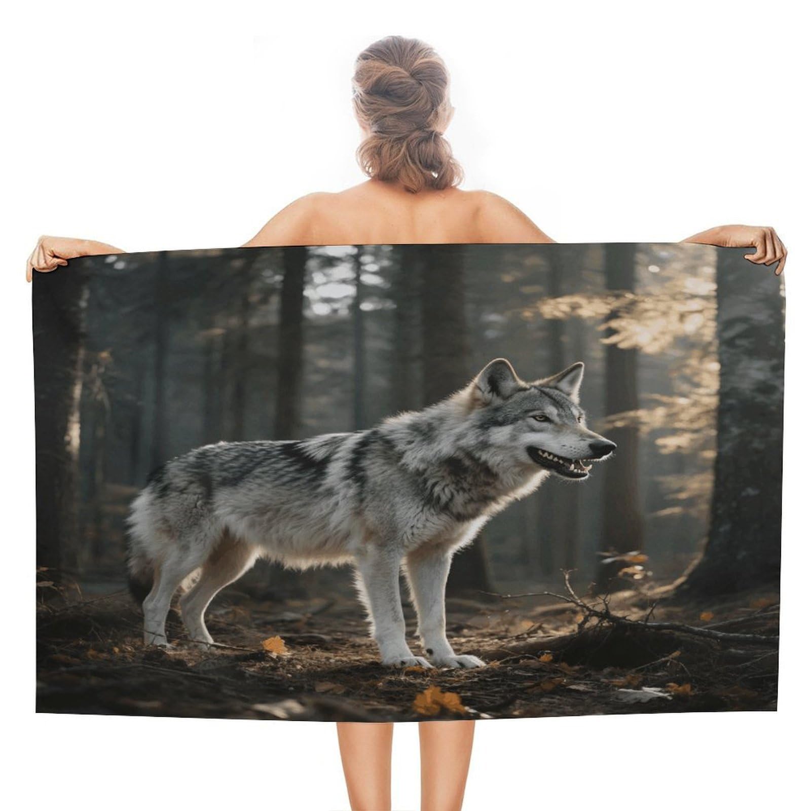 VstaDank Wolf Beach Towel 51x31 Inch Oversized Soft Bath Towel Luxury Plush Thick Hotel Swim Pool Towels Super Quick Dry Travel Towels for Camping Gym Sports Yoga