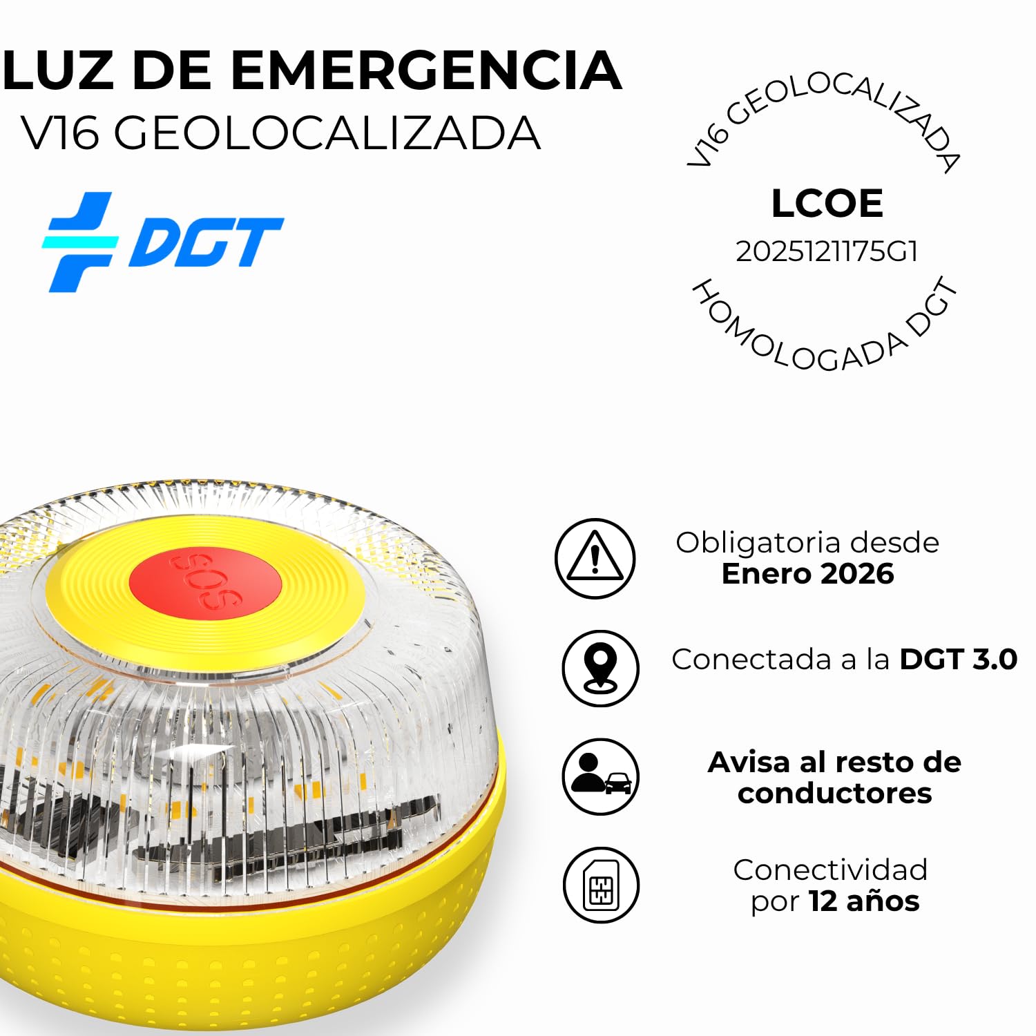 MIAC SAFETY LIGHT IoT Baliza V16 Homologada DGT con Geolocalización SIM y Datos Incluidos hasta 2038 - Luz Emergencia Coche Homologado DGT 3.0 — view 2