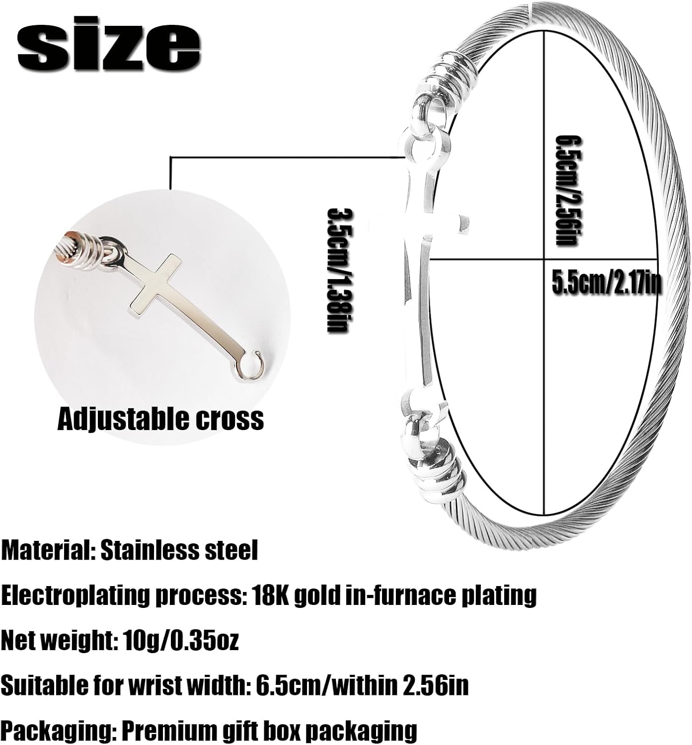 DS Religious Gift for Her Christian Cross Bracelet Bible Verse God is Within Her She Will Not Fall Inspirational Bracelets For Women Stainless Steel Jewelry Gift To Daughter Best Friend - Image 3