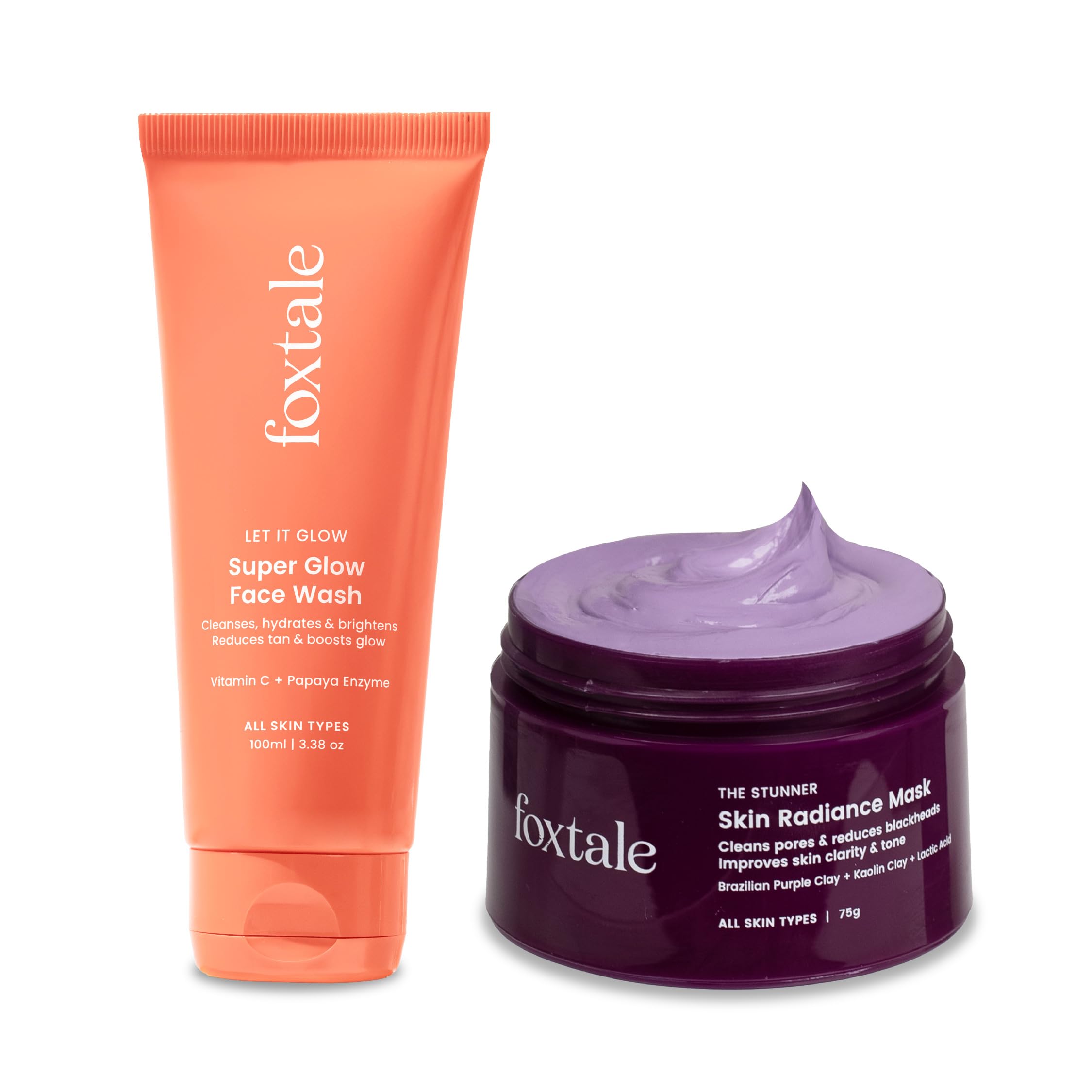 Foxtale Detan and Glow Duo – Face Wash + Skin Radiance Mask | Removes Tan, Brightens, Unclogs Pores | With Vitamin C, Papaya Enzyme, Lactic Acid & Clay | For Radiant, Even-Toned Skin-image-21