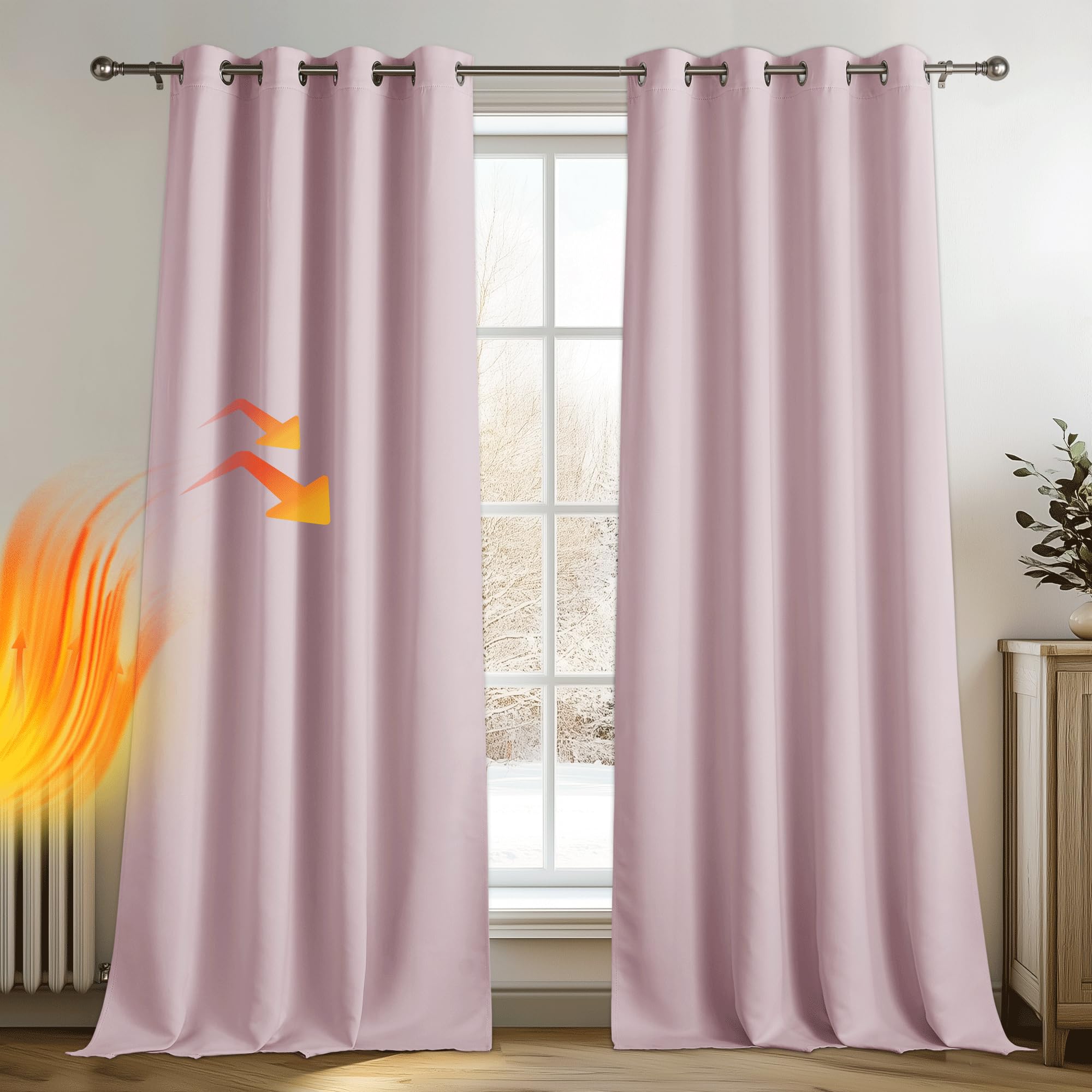 PONY DANCE Tenda Bambini Cameretta Oscurante ad Occhiello Tende Termiche per Salotto Eleganti Confezionate Curtains Soggiorno Moderne 2 Pezzi L 140 x A 245 cm, Rosa Chiaro
