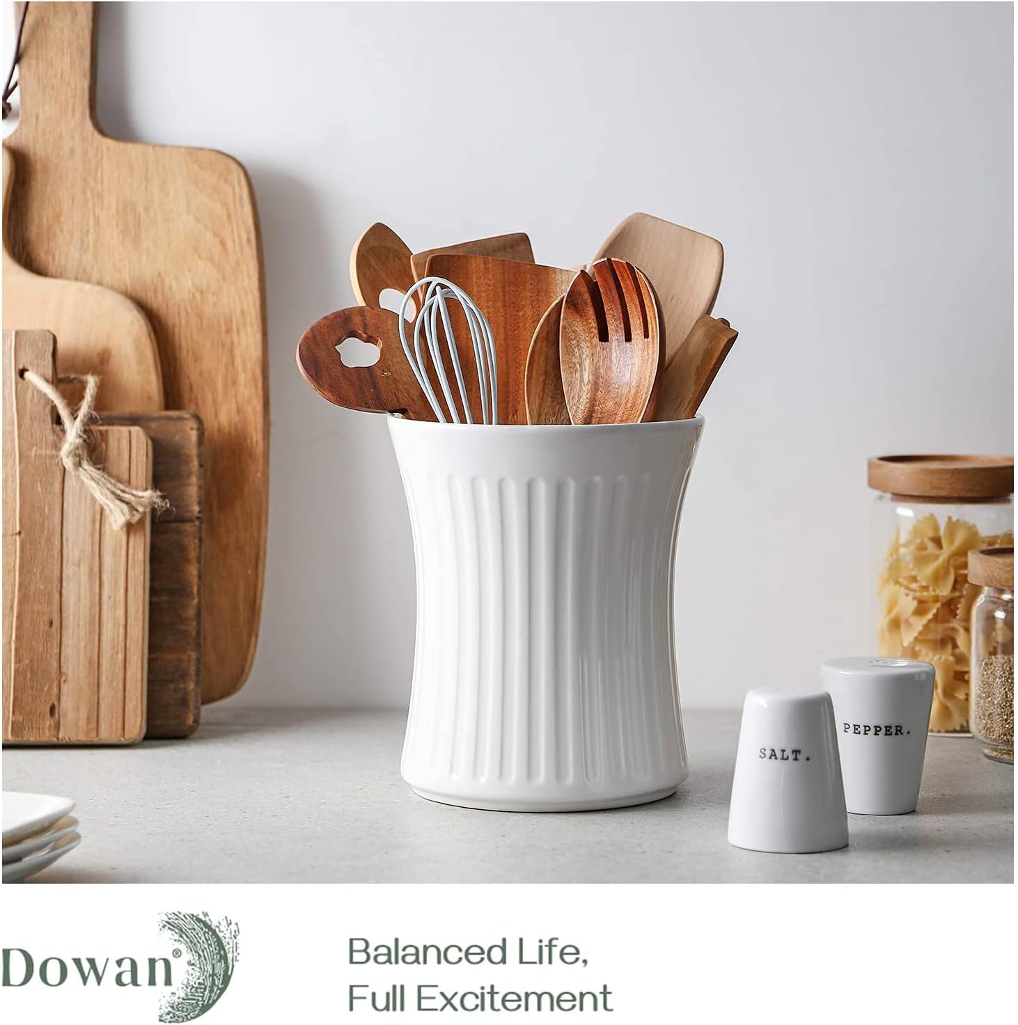 DOWAN Utensil Holder 7.3″ Kitchen Utensil Holder for Countertop