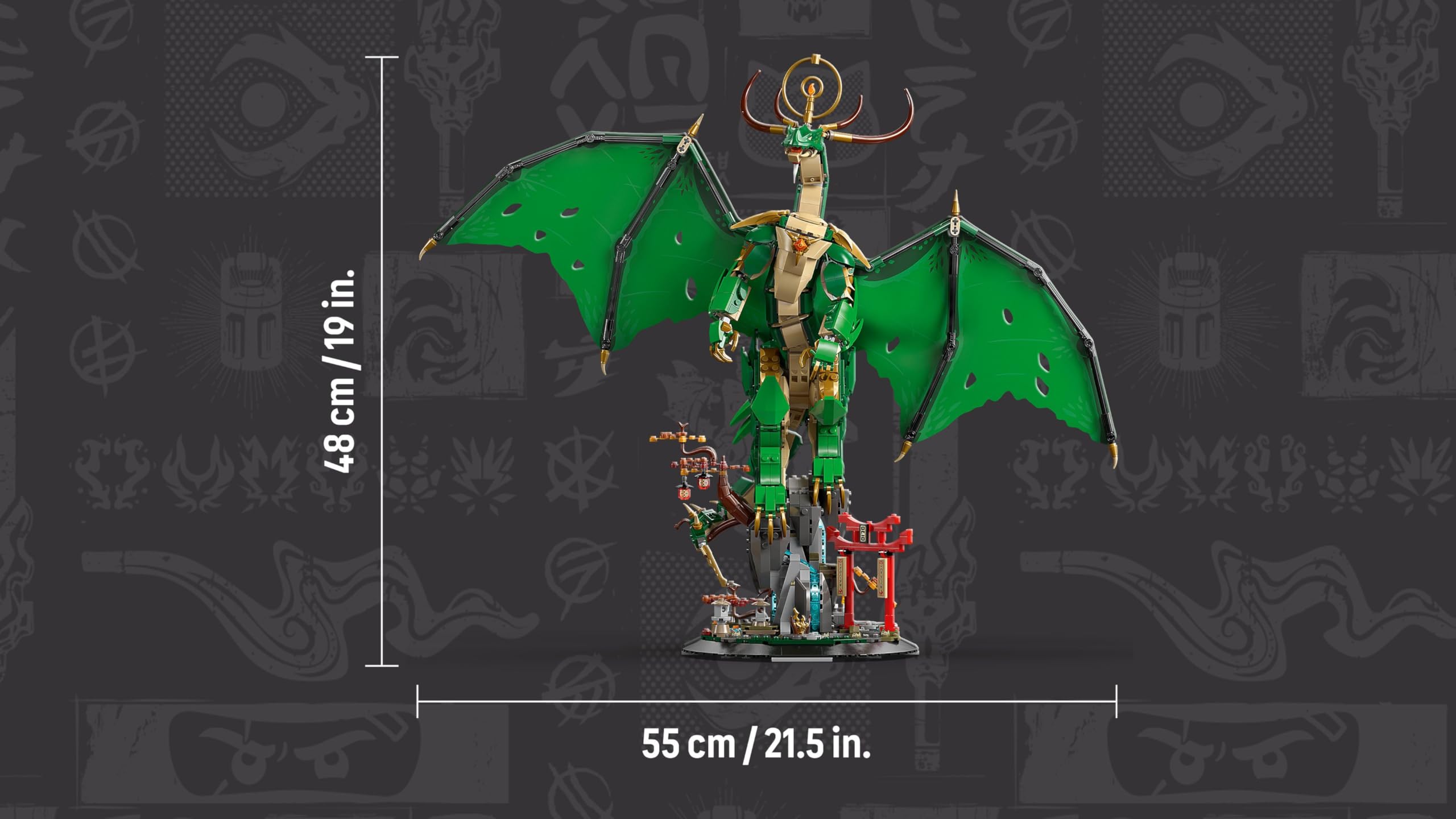LEGO Ninjago Drago-Guardiano - Giocattolo da Costruire di Action Figure Snodabile con Minifigure del Maestro Wu ed Espositore Effetto Roccia - Regalo per Bambini 14+ Anni Fan di Monstrosity - 71847