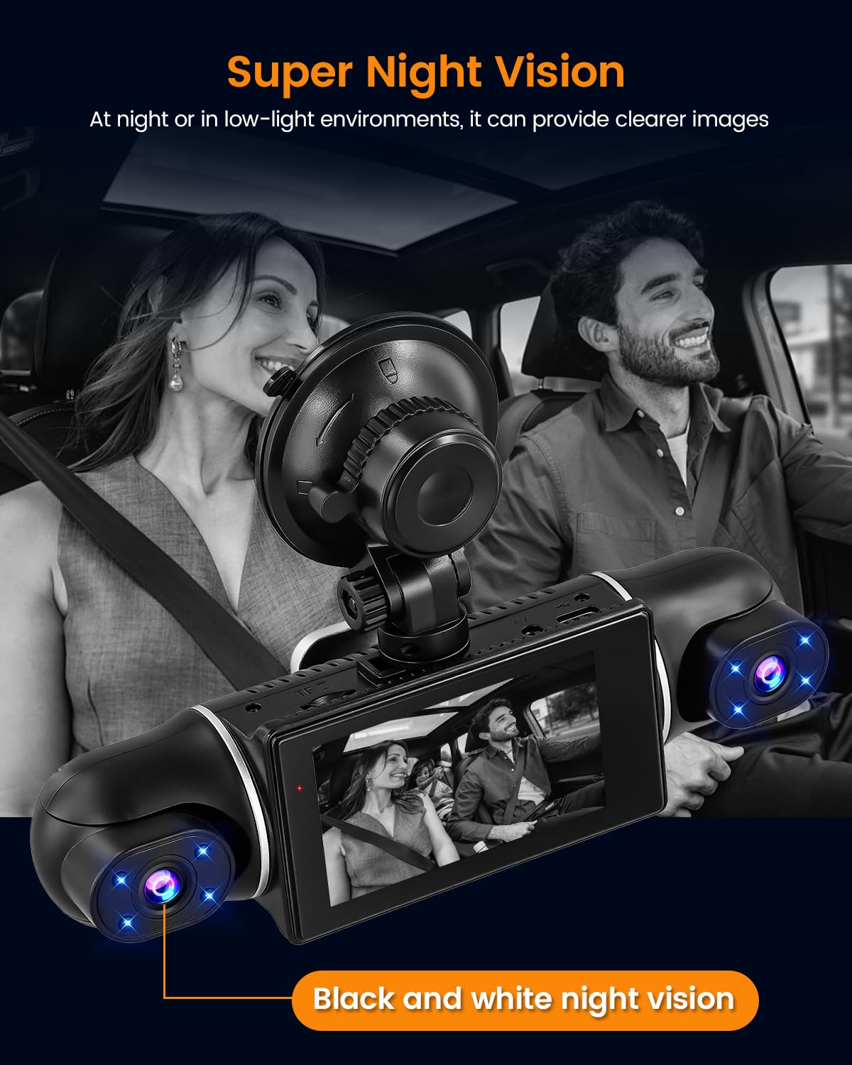 2K WiFi kamera samochodowa 4-kanałowa z kartą SD 64 GB, kamera Dashcam FHD 2K przód + 1080P tył wewnętrzny lewy i prawy - nagrywanie w pętli, czujnik G, noktowizor, monitorowanie parkowania, kopia