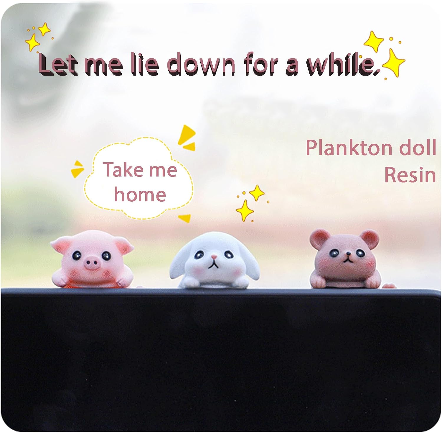 Computer Monitor Decor Figurines, Computer Monitor Decor, Car Dashboard Decorations 6 PCS Cute Critters (2*Bunny) image 4