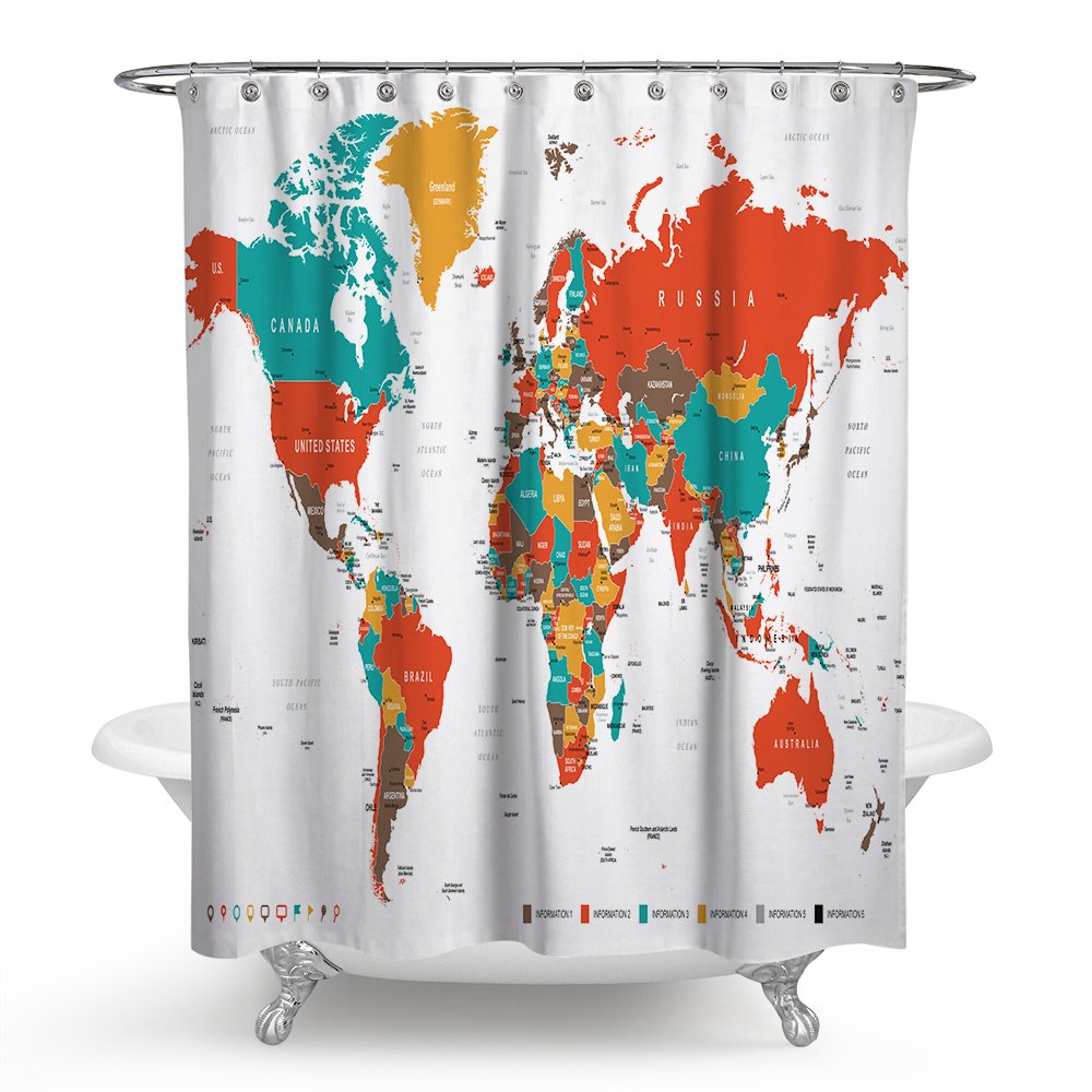 Shower Curtains World Map Curtains & Drapes