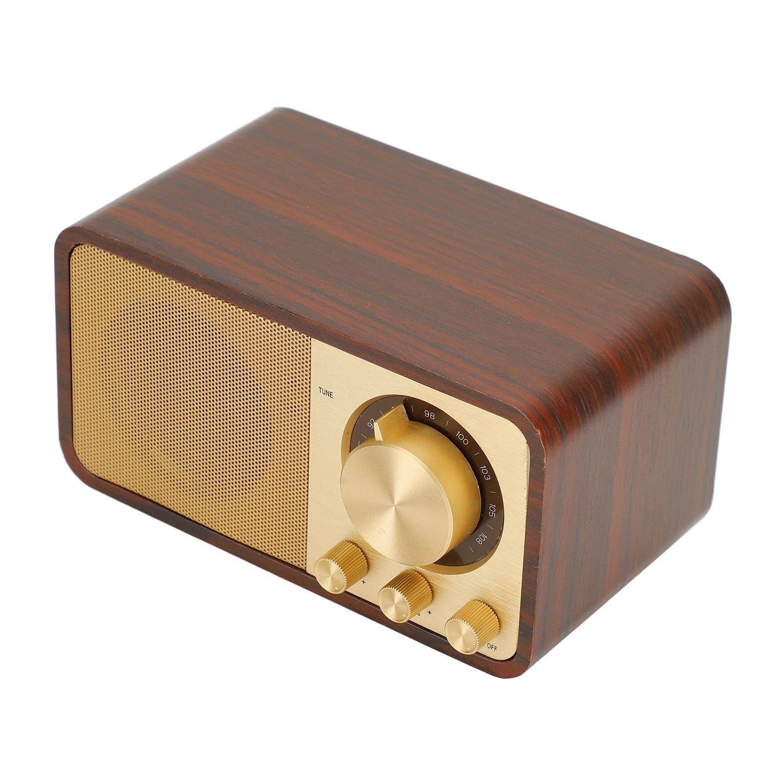 Drewniany głośnik Bluetooth w stylu retro, czysta jakość dźwięku, obsługa karty pamięci, wejście AUX, wejście USB, przenośny i lekki, do użytku na zewnątrz, do domu, kawiarni, restauracji, na kemping