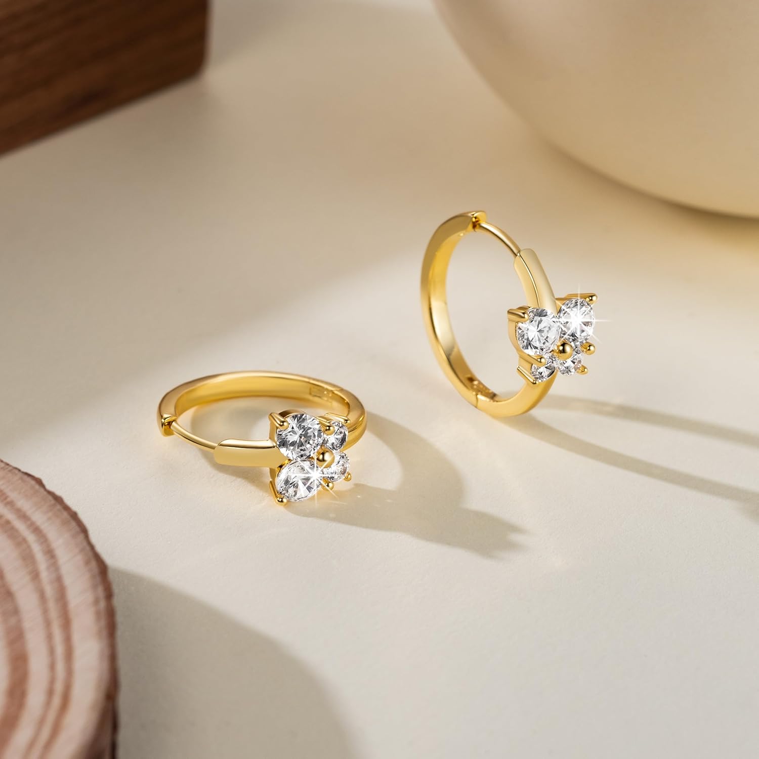 14K Gold Earrings for Women Hoop Earrings for Women Dainty with Cubic Zirconia Delicate Butterfly-Design Womens Butterfly Hoop Earring 20mm - Image 7