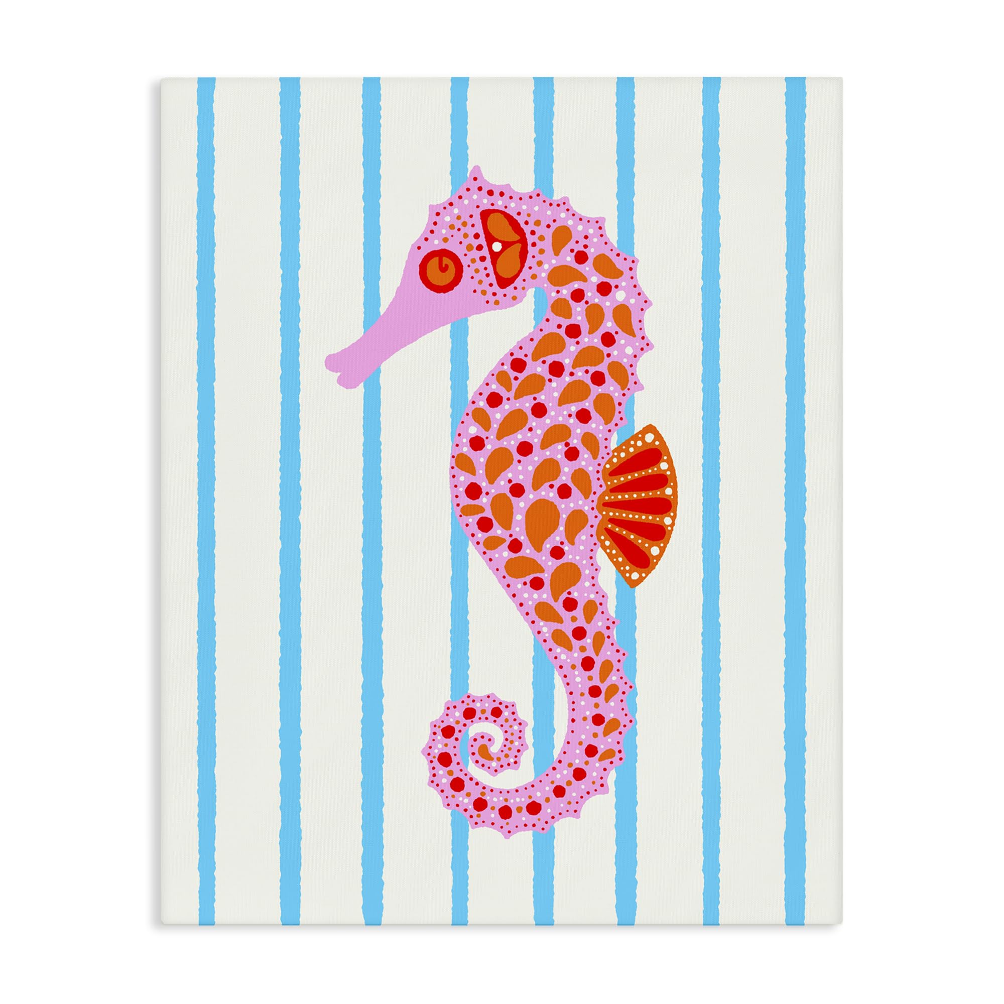 Stupell Industries 'Boho Seahorse on Stripes', Canvas Art, 24 x 30 Inches, Easy to Hang and Sturdy, Made in USA, by Indira Prieto | IndySign