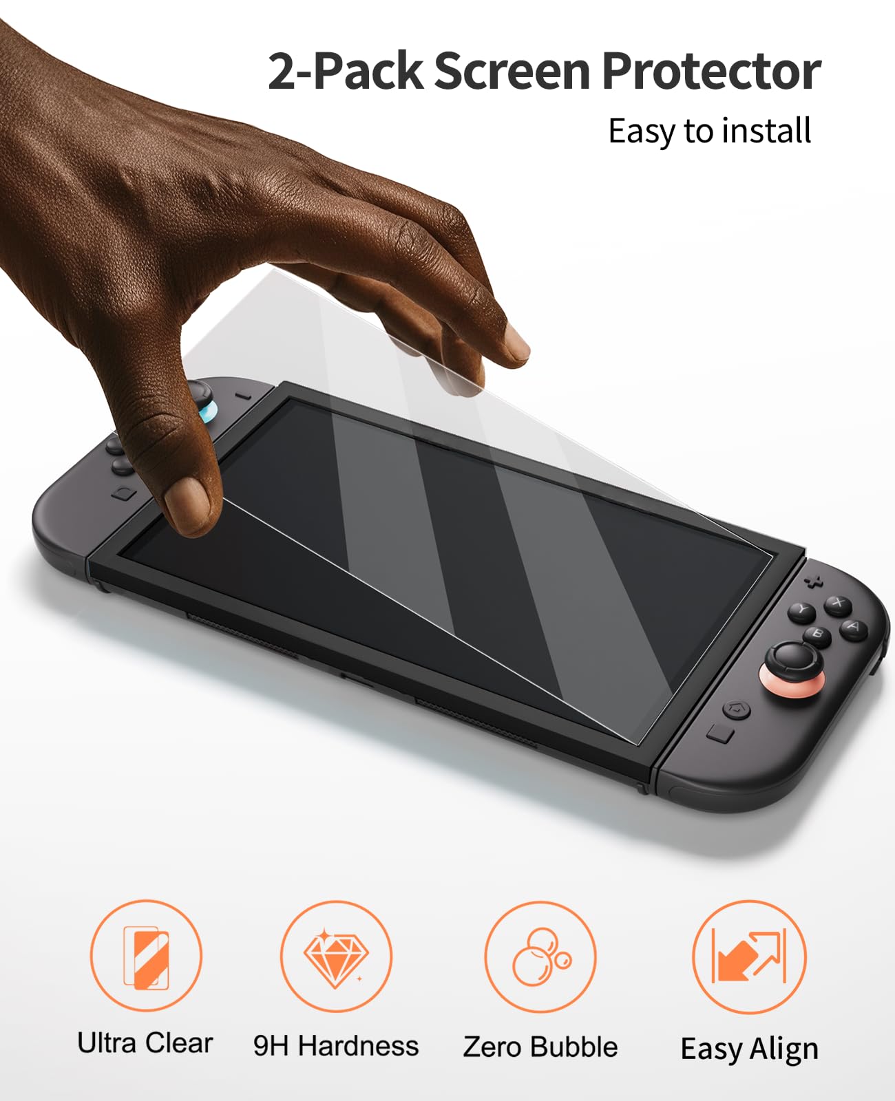 COOWPS Switch 2 Étui pour Nintendo Switch 2, Étui Rigide de Protection Totale, Capacité de 20 Cartes de Jeu, Housse de Transport Antipoussière pour Accessoires Switch 2, Noir Orange