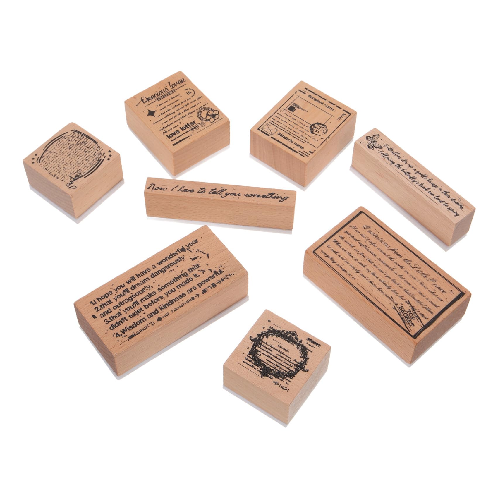 ARTIBETTER 5 Sätze Stempelset Aus Holz Journaling-zubehör Stempeln Scrapbooking -vorräte Albumdekorationsstempel Brief Stempel Für Sammelalben Kleiner Holzstempel 8 Stück * 5