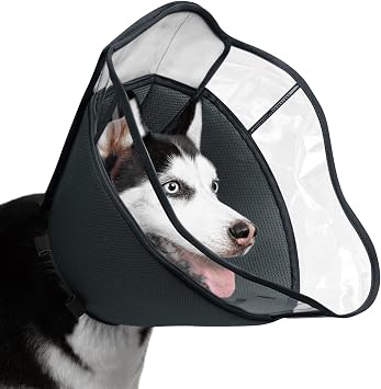 Mayerzon Soft Dog Cone Collar for After Surgery & Recovery - Adjustable Buster Collar with Clear Shield, Comfortable E-Collar for Small Medium Large Dogs to Stop Licking Wounds, M