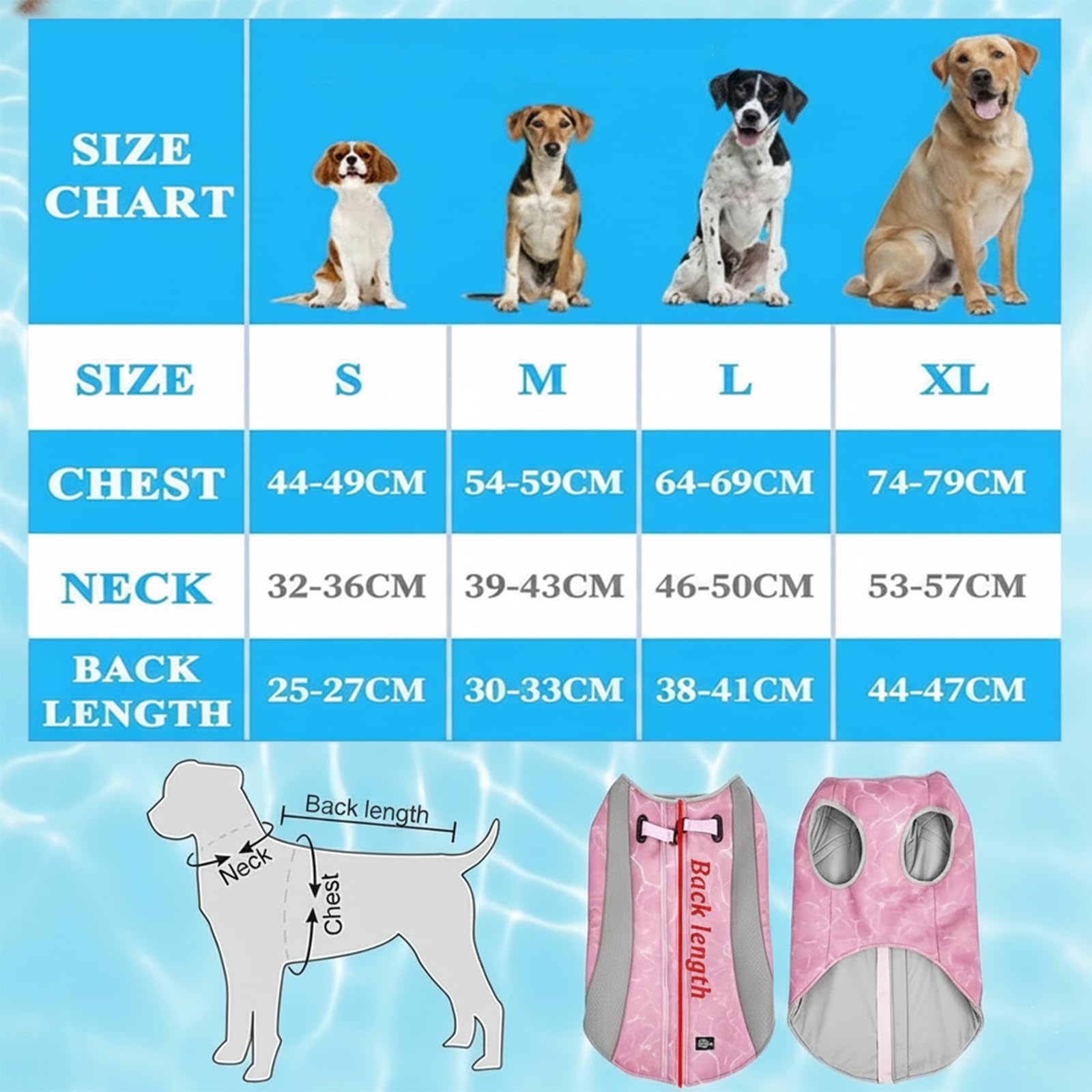 Gilet de Refroidissement pour Chiens avec Protection Solaire, Anneaux en D pour Harnais, Fermeture Éclair Réglable - Veste Réfléchissante et Respirante pour Petits, Moyens et Grands Chiens (Rose, L)