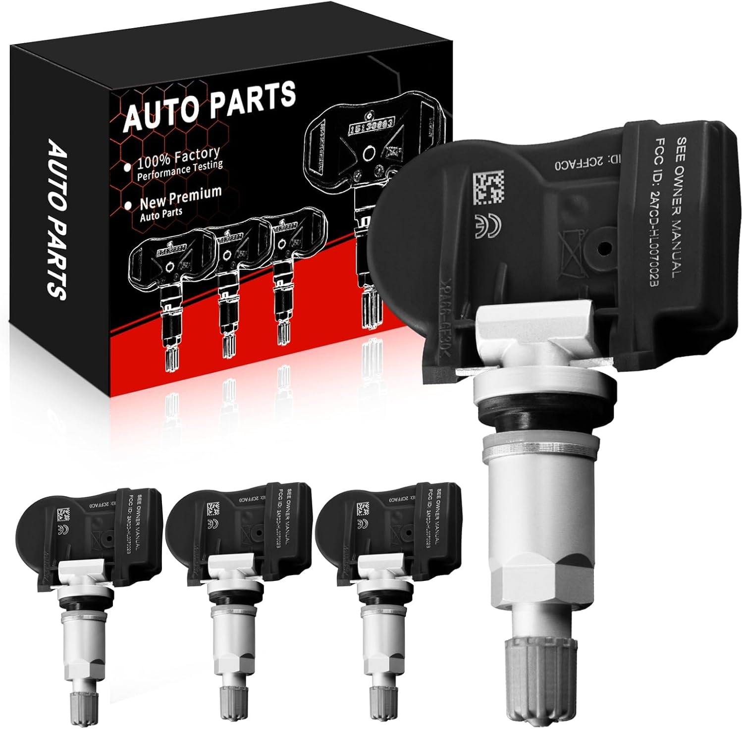 Pre-Programmed TPMS Sensor Fits for:-Mercedes-for:-Benz B250 C230 C300 E300 C350 CL600 CL63 AMG CL65 AMG CLK350 for:-Smart Fortwo, 433Mhz Tire Pressure Monitoring Sensor OE#A0009050030(4Pcs)