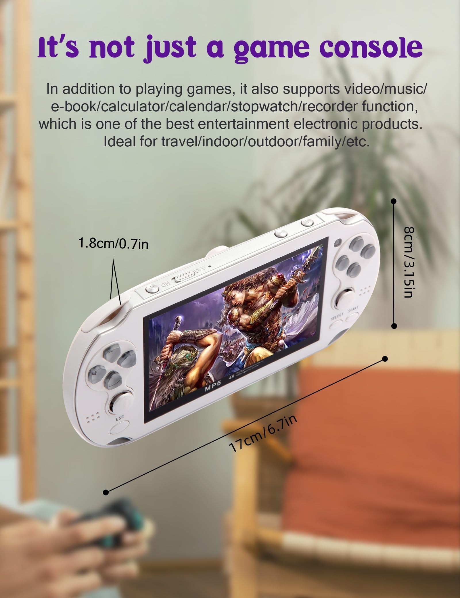 CZT Console de Jeux vidéo 4,3 Po 8 Go intégrée à 2300 Jeux gratuits pour Plusieurs simulateurs Console de Jeu Portable Vidéo/Musique Ebook Sortie TV Le Jeu Peut être archivé Cadeaux de Noël(Blanc)