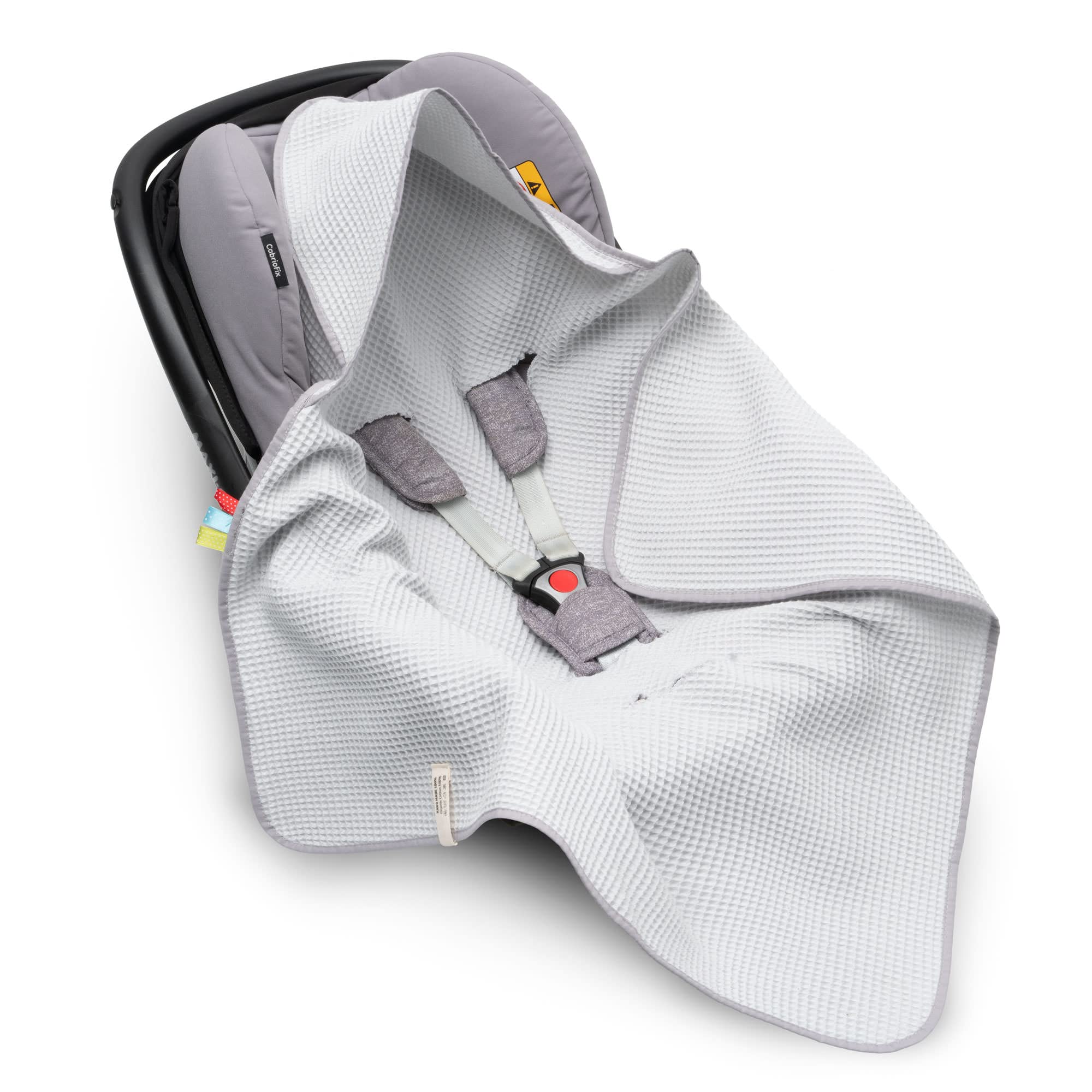 Coperta in tessuto a nido d'ape, per l'estate, 100% cotone, per seggiolino auto, coperta per passeggini, ad esempio Maxi Cosi rosa, beige, cintura a 3 punti (38) (Grigio)