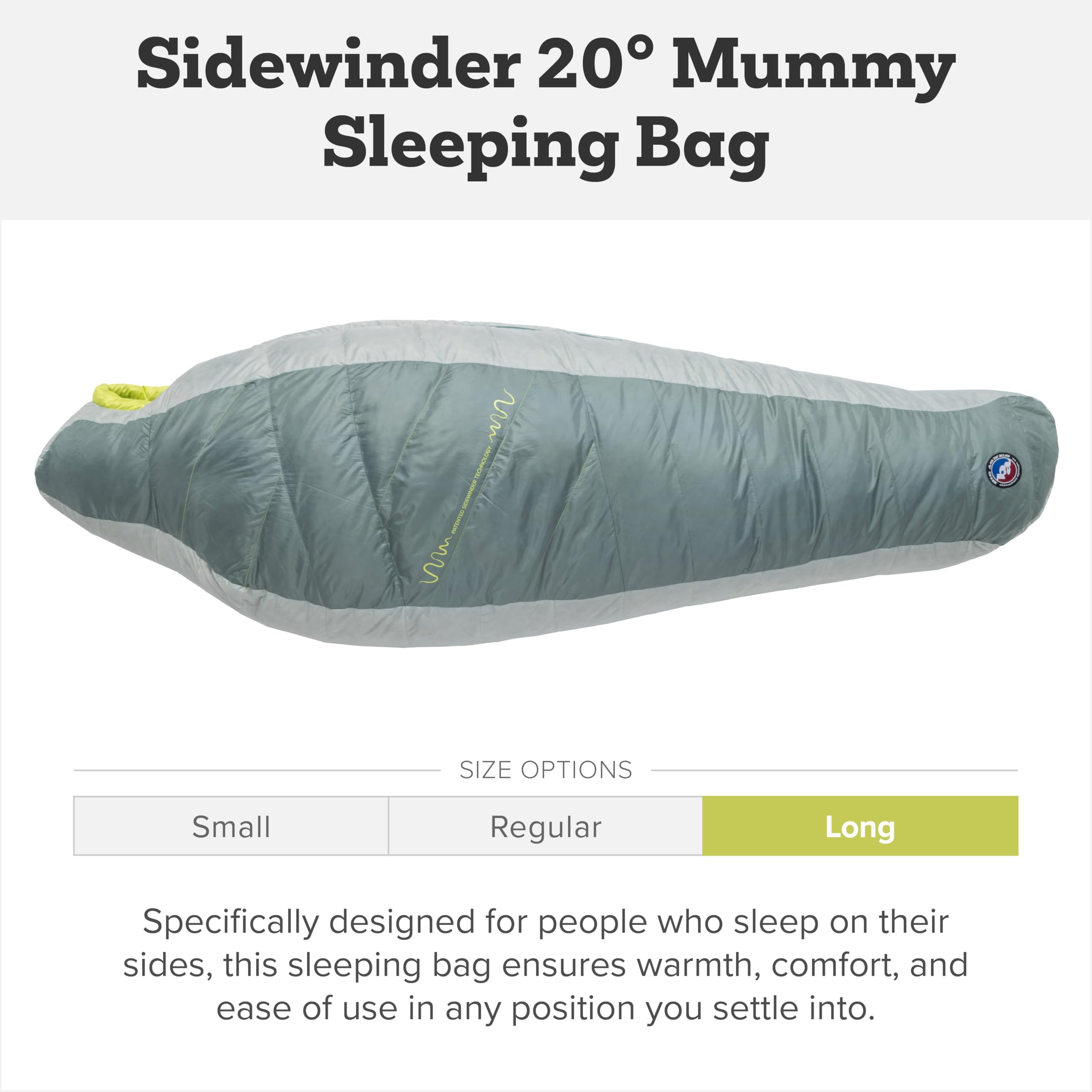 Big Agnes Sidewinder - Seitenschläferschlafsack, 650 DownTek, leicht
