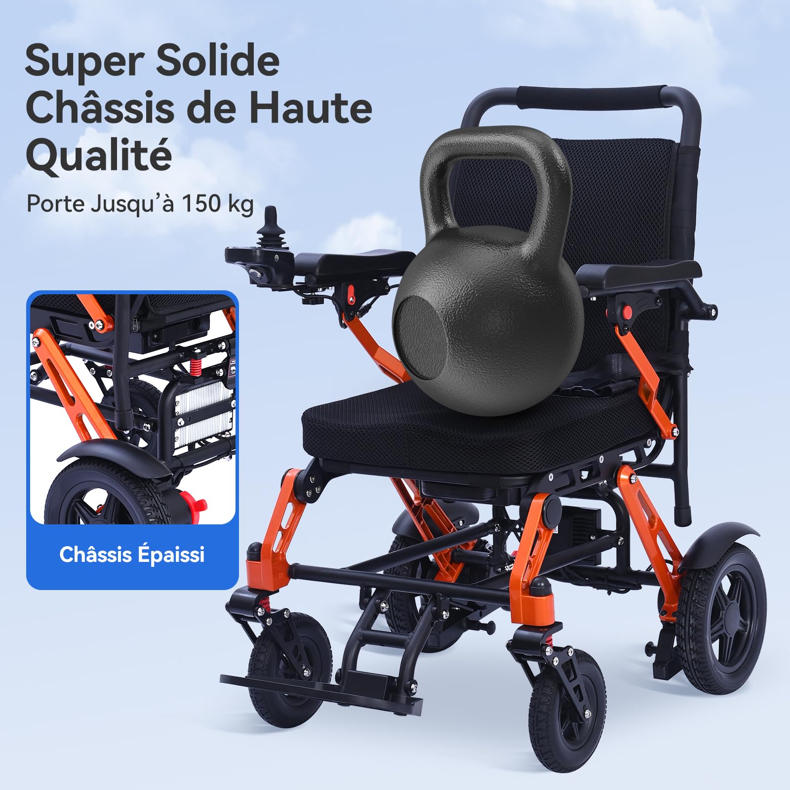 XP02 Fauteuil roulant électrique,alliage de magnésium aéronautique,pliable,18,3 kg,batterie lithium,charge 150 kg, autonomie 25 km,compact,nomade,pour déplacements quotidiens des seniors.
