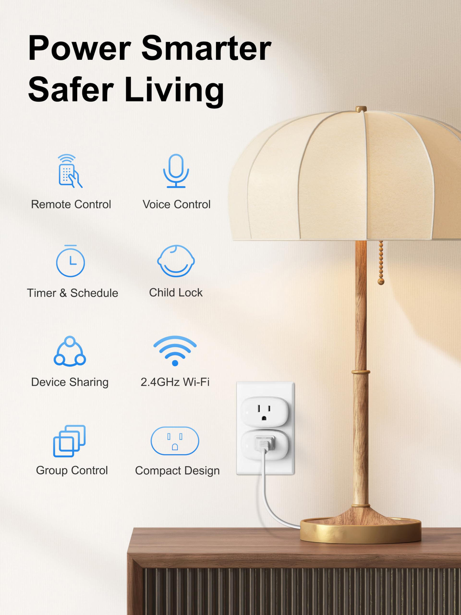 4 Packs Smart Plugs 2 Packs 2K 3MP Smart Camera Both No Hub Required 2 4GHz Wi-Fi Only — view 2