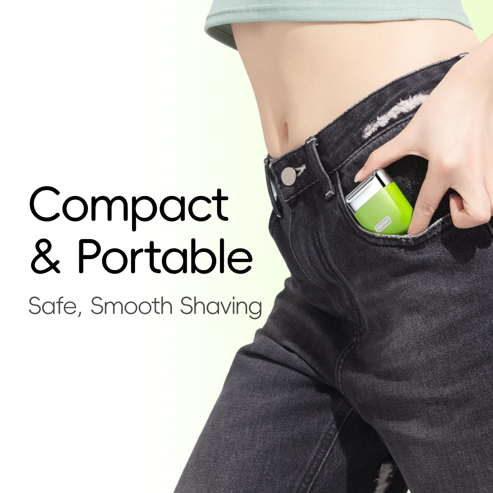yoose Rasoi elettrici da donna, IPX7, in lega, per bikini, per donne (USB-C, pettine trimmer, modalità multi rasatura), formato portatile, verde cyber