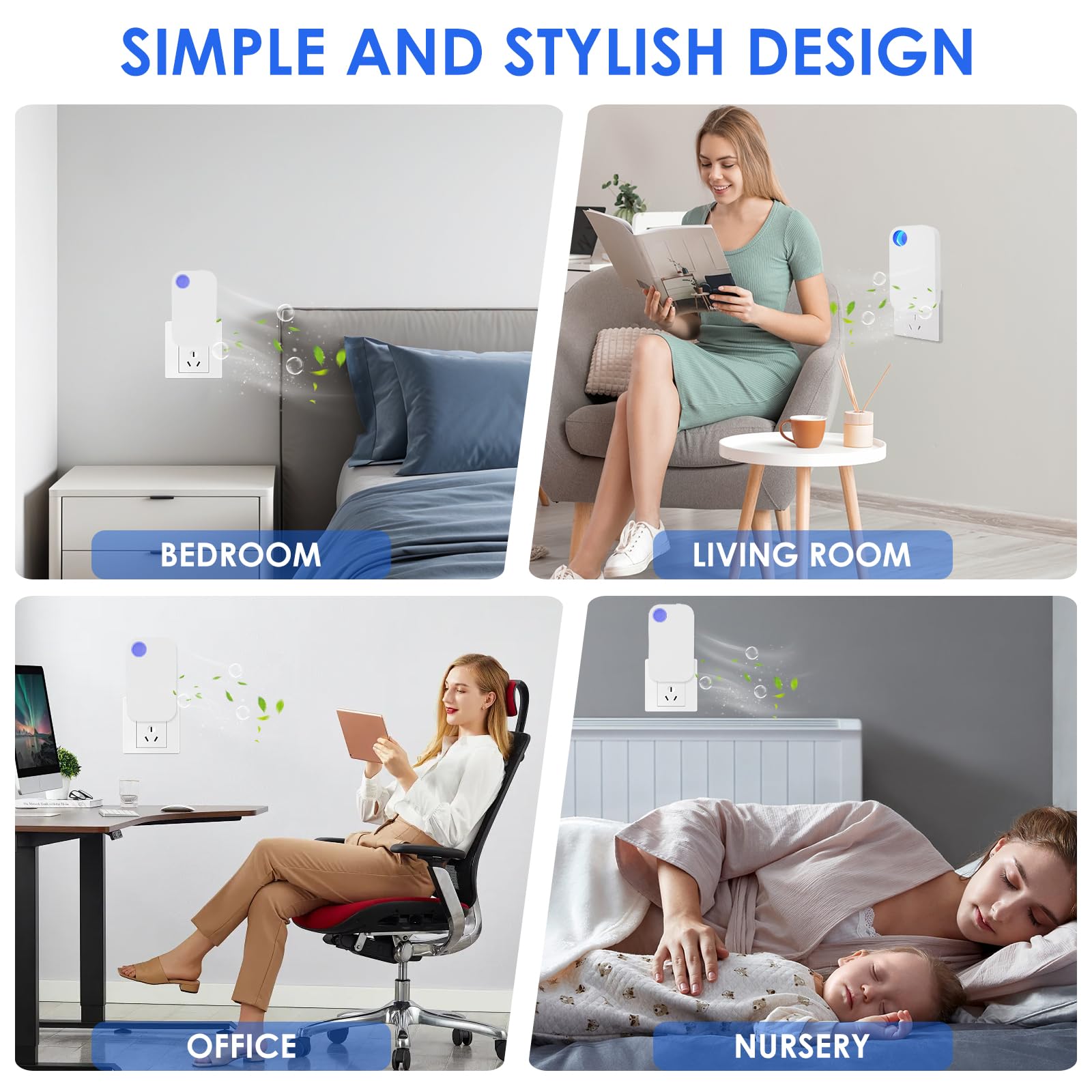 2 Pcs Plug in Air Purifier, Portable Air Cleaner, Low Noise Negative Oxygen Ionic Air Purifier Household Air Purifier Air Purifier Device for Home Office Use