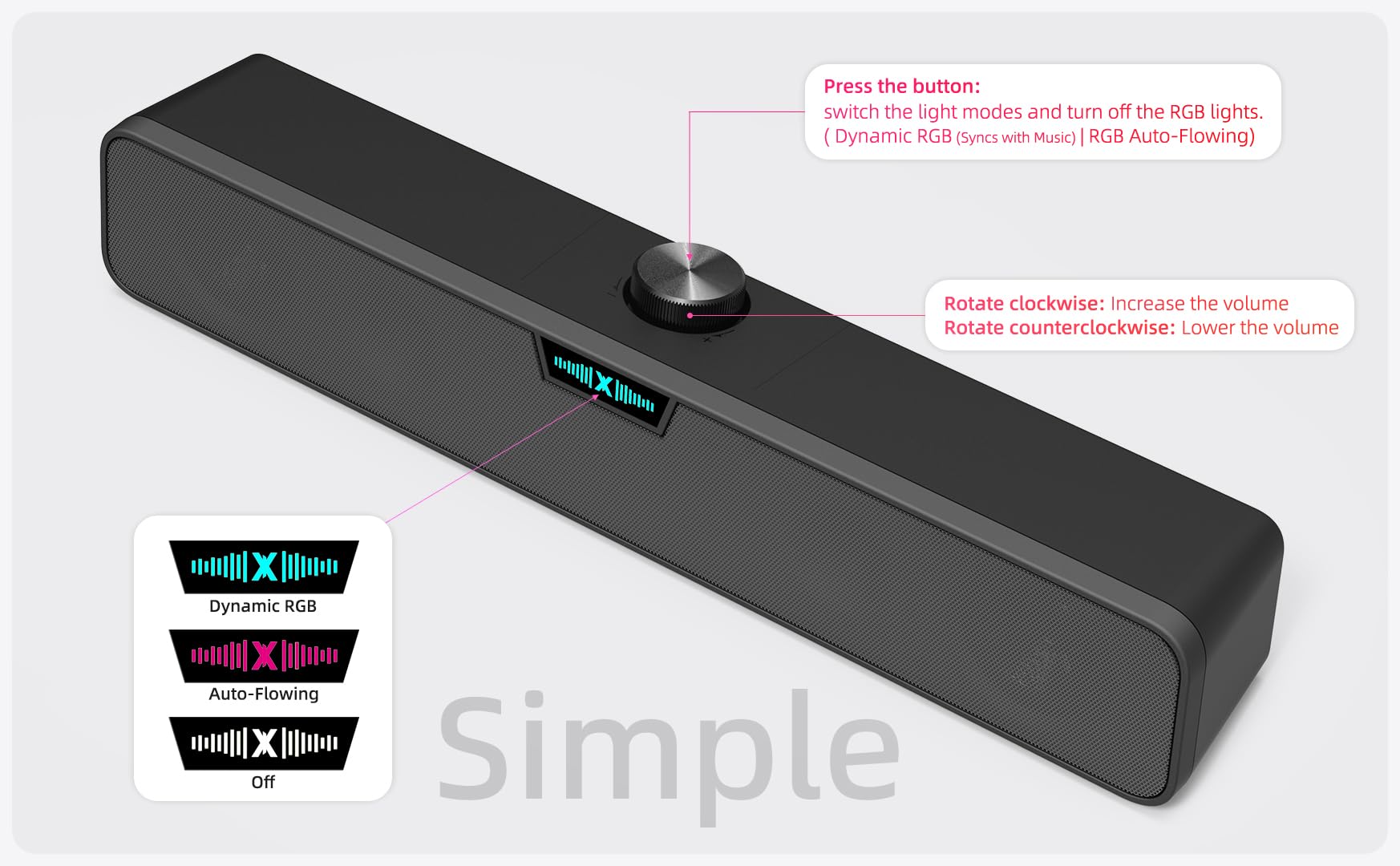 XKX Barra de sonido para computadora de escritorio