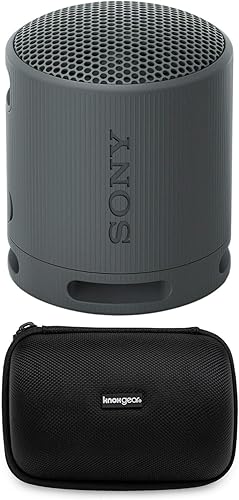 Sony SRS-XB100 Altavoz de viaje ligero portátil inalámbrico Bluetooth (negro) con paquete de estuche de viaje (2 artículos)