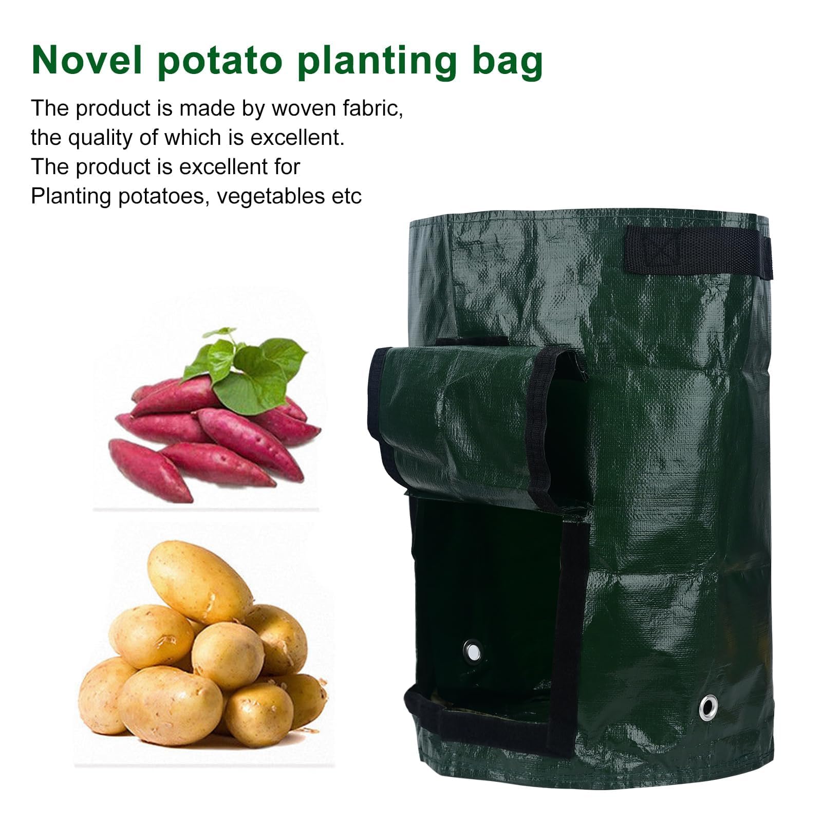Lychee 8PCS 10 Gallon Potato Grow Bags,35cm x 45cm,PE Potato Planter Bag with Access Flap and Handles for Planting Vegetables Potato Carrot Onion Tomato (8PCS) - Image 4
