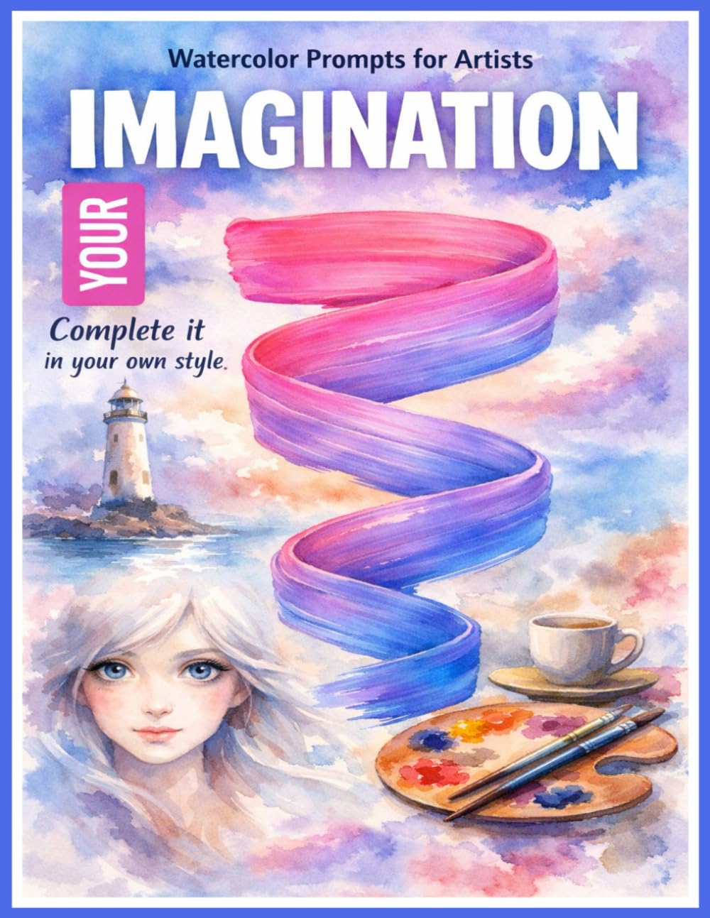 "Your Imagination" - An Unfinished Watercolor Art Book for Creative Exploration: Painting and Coloring book Designed to Be Completed by You