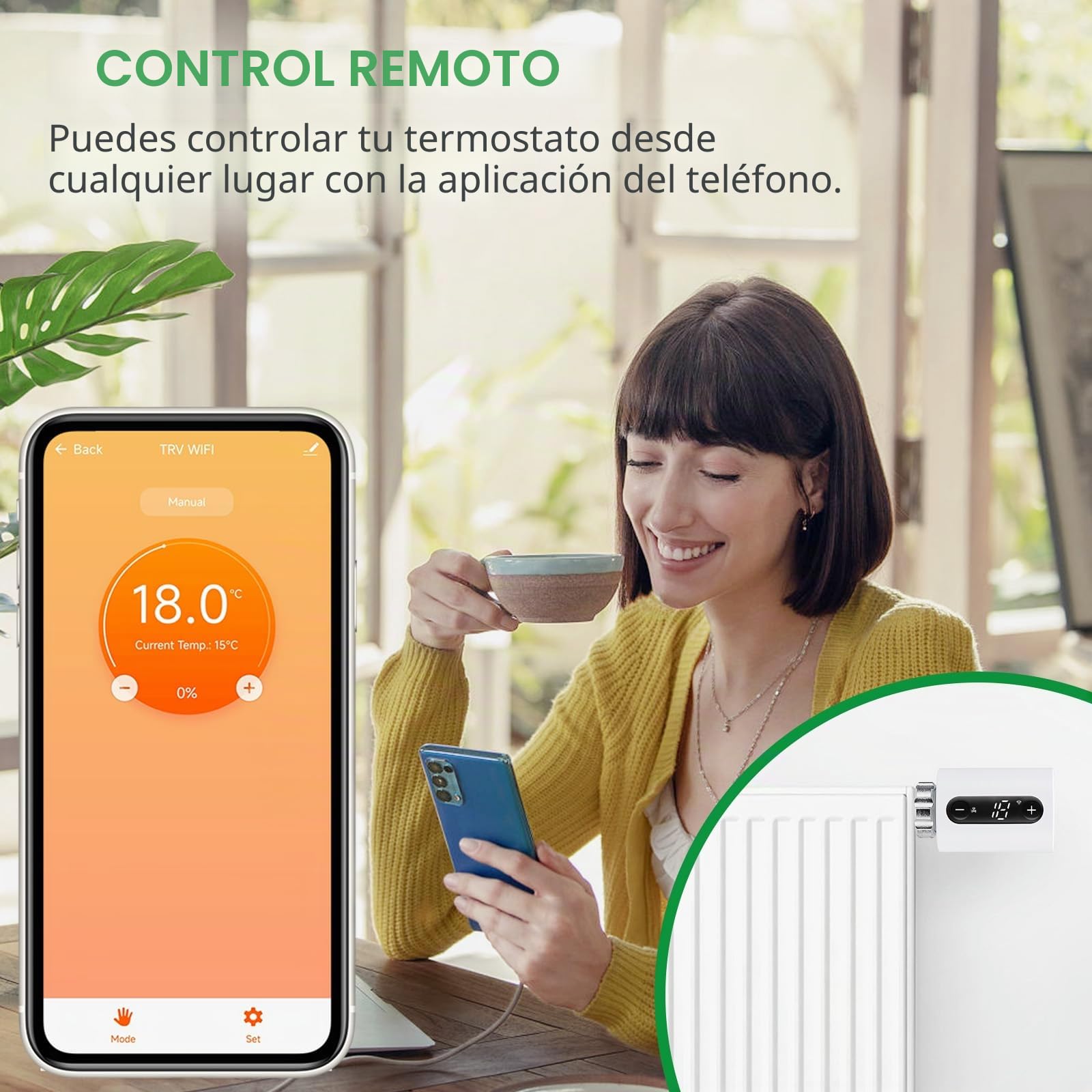 Wengart Termostato de radiador TRV inteligente WiFi WG360, válvula de radiador controlada por aplicación de 2.4 GHz, control de calefacción programable en varias habitaciones, detección de ventana