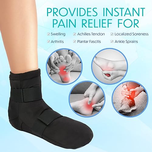 Miniatura 7 de MEDLOT Paquete de hielo para tobillo y pie, calcetines refrescantes con 6 paquetes de gel reutilizables y correa, envoltura de compresión para