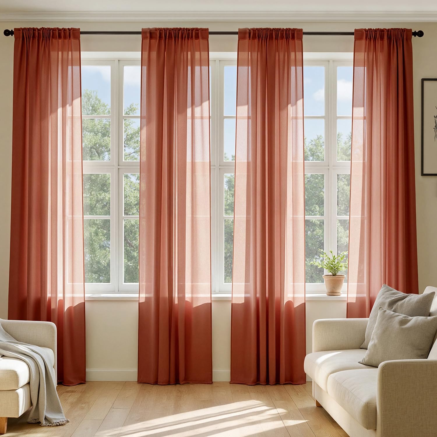 View 1 of MIULEE 4 Panels Sheer Curtains 42 x 84 Inches