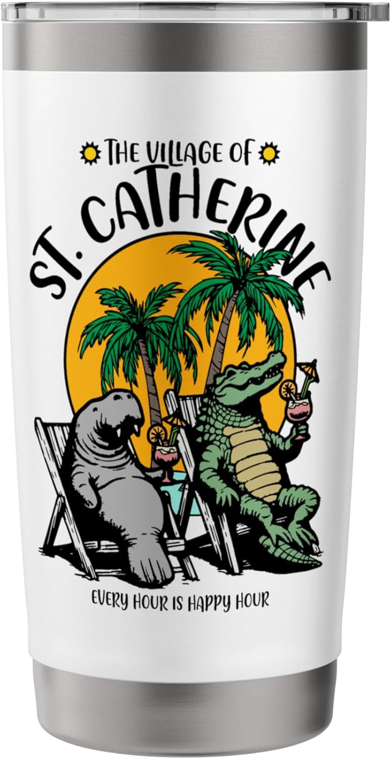 The Village of St Catherine TV Manatee Alligator Design Stainless Steel Insulated Tumbler