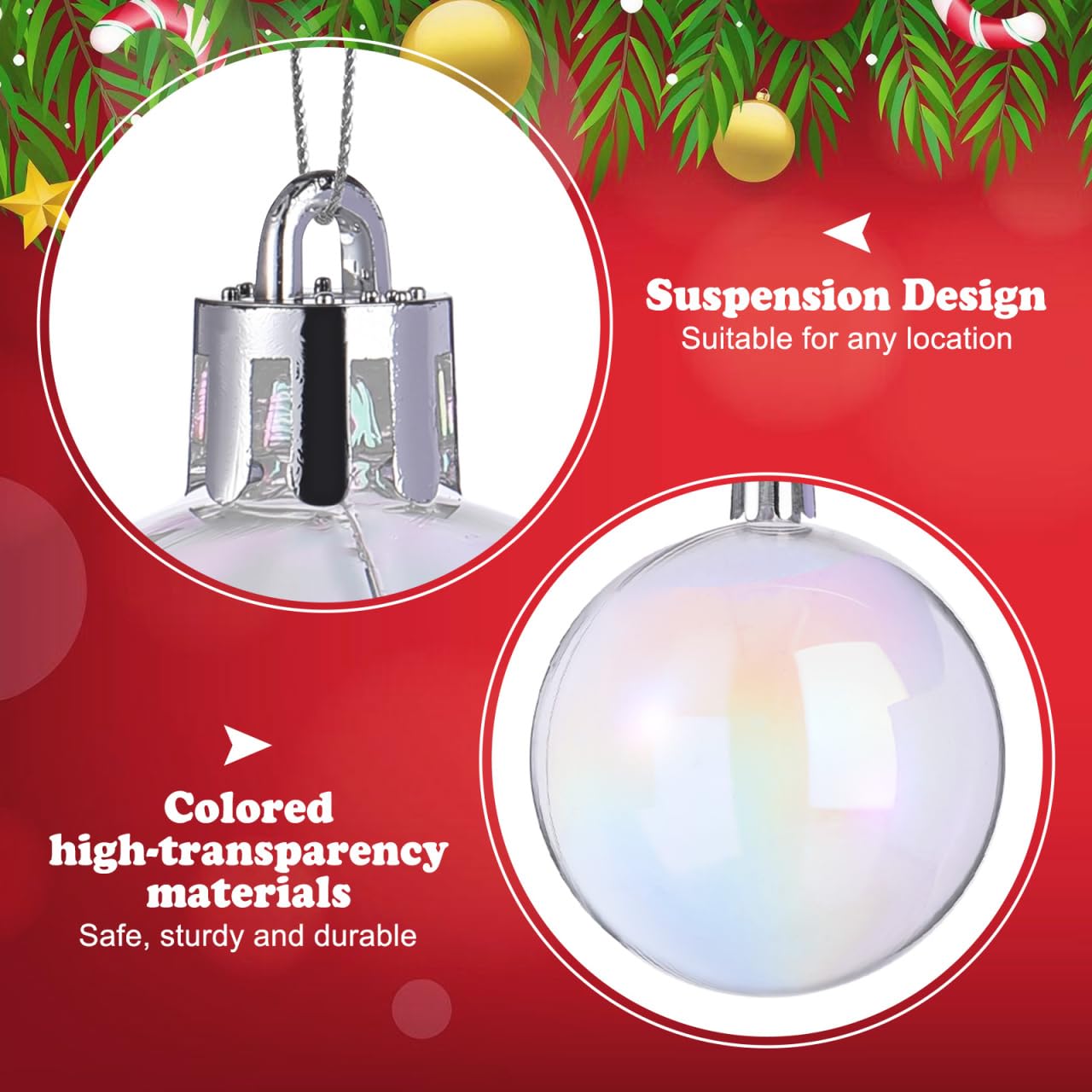 Housoutil Palla Di Natale 18 Palline Di Plastica Iridescenti Palla Di Natale Fai Da Te Appesa All'albero Di Natale Ornamenti Natalizi Infrangibili Per La Festa Di Natale Matrimonio