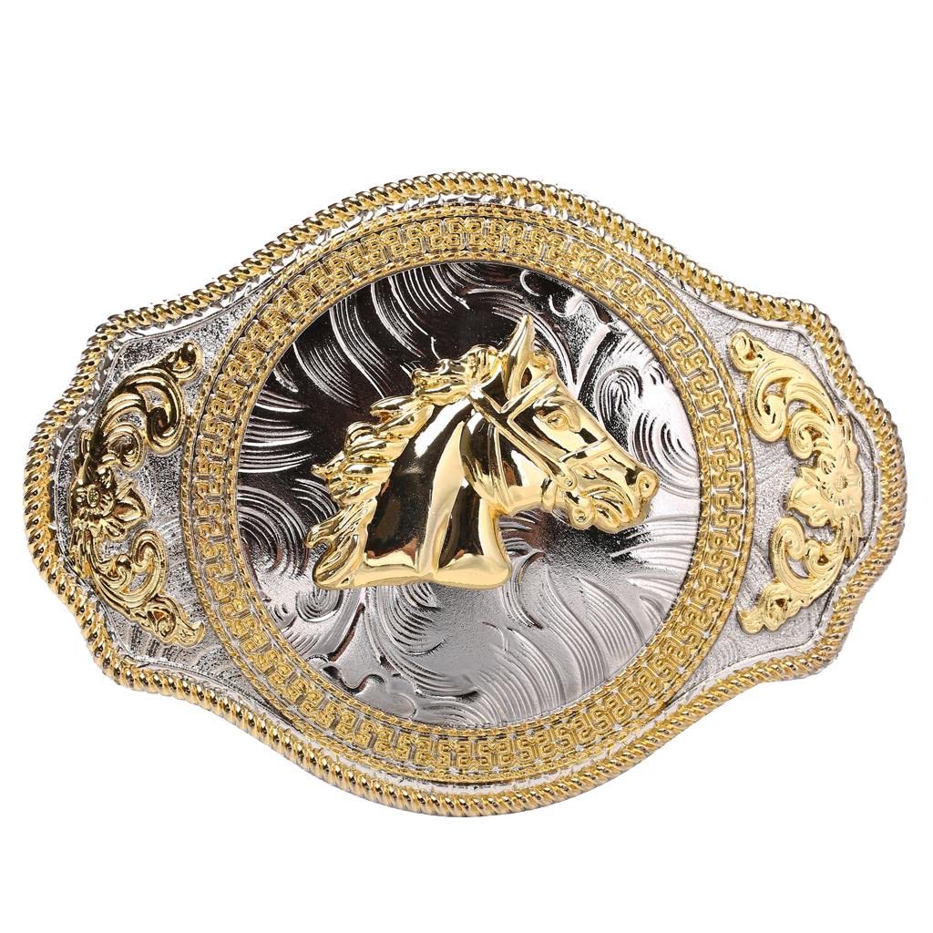 Rodeo Engraved Golden Horse Belts Buckle Men's Metal Vintage Western Cowboy-image-24