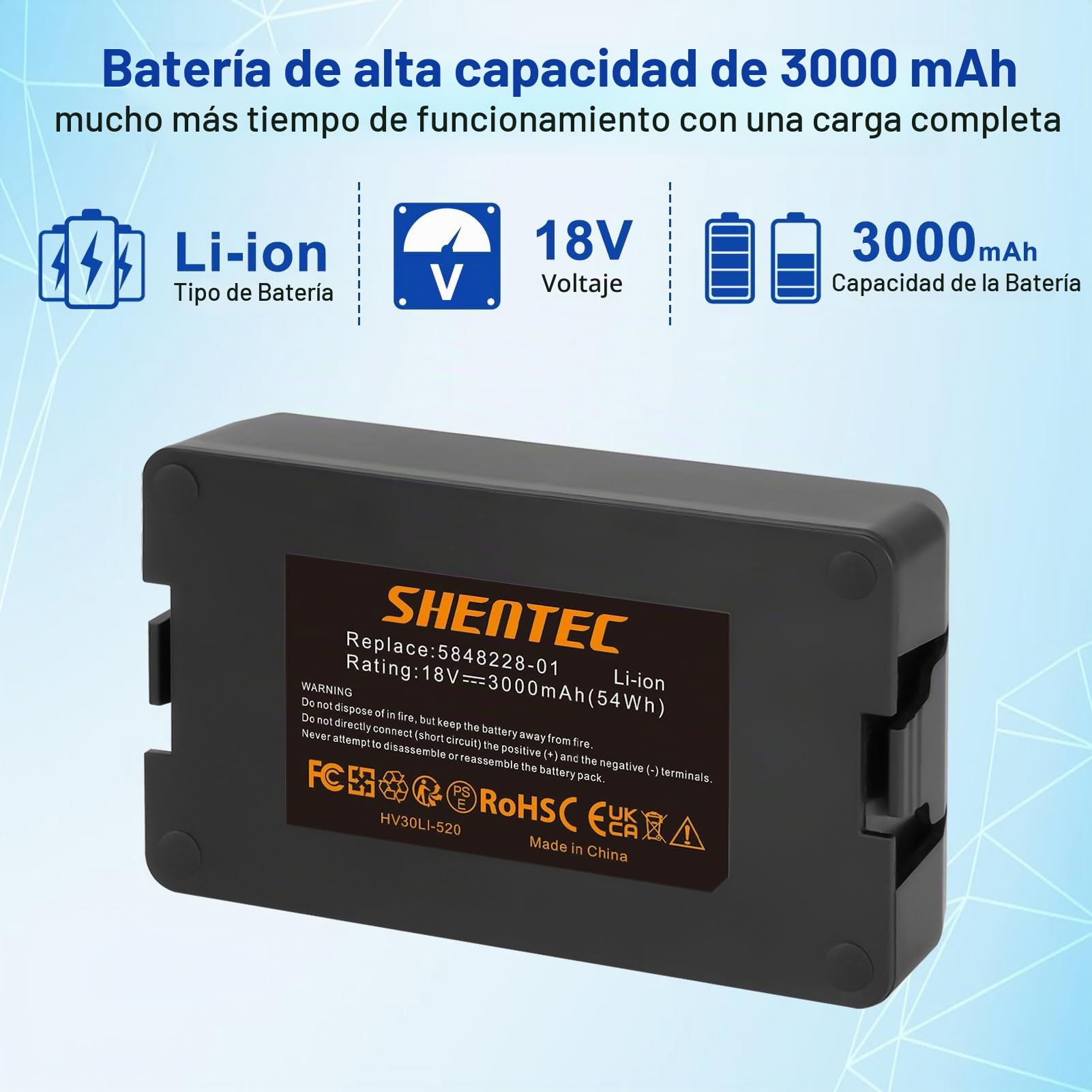 Shentec Batería para Husqvarna Automower 18V 115H, Automower 305 2020, Automower 310 2020, Automower 520 2021, Automower 520 2022, Automower Limited Edition 2020, Sileno Life