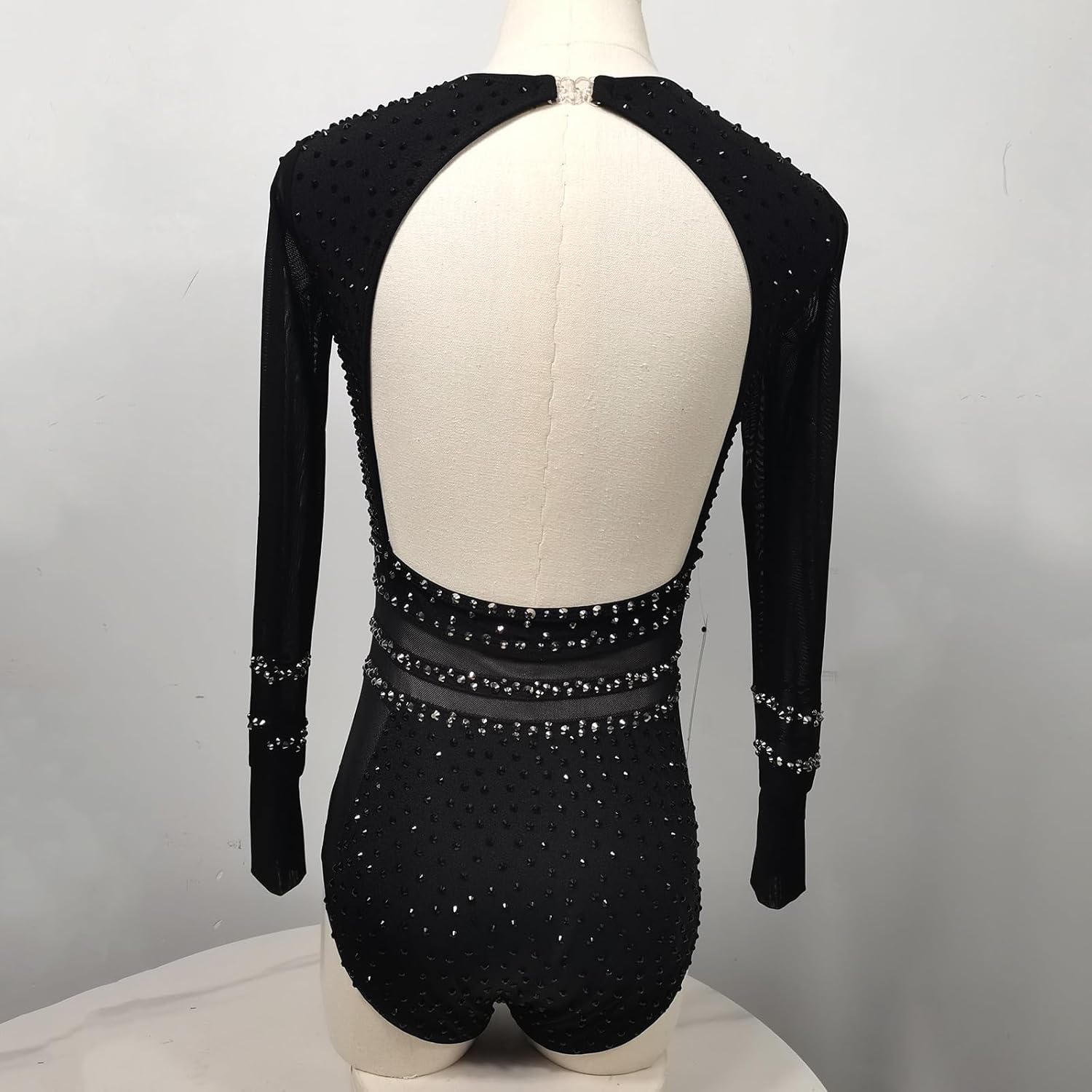 Women's Black Lyrical Dance Dress Modern Dance Pole Dance Performance Dress Black Full Diamond Decoration