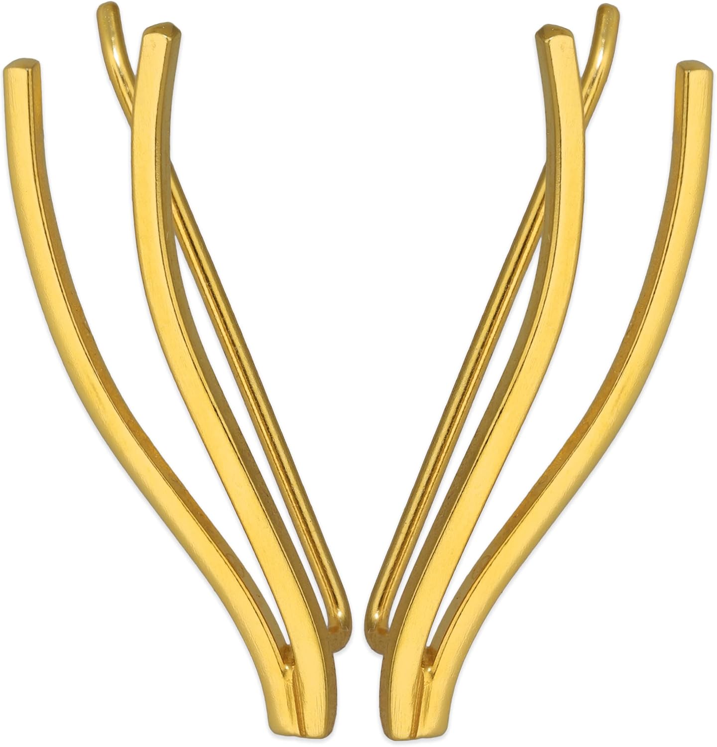 Long Ear Climber Earrings, Gold Plated 925 Sterling Silver, Golden Statement Piece, Hypoallergenic and Nickel-Free, Elegant Ear Line - Handmade by Emmanuela