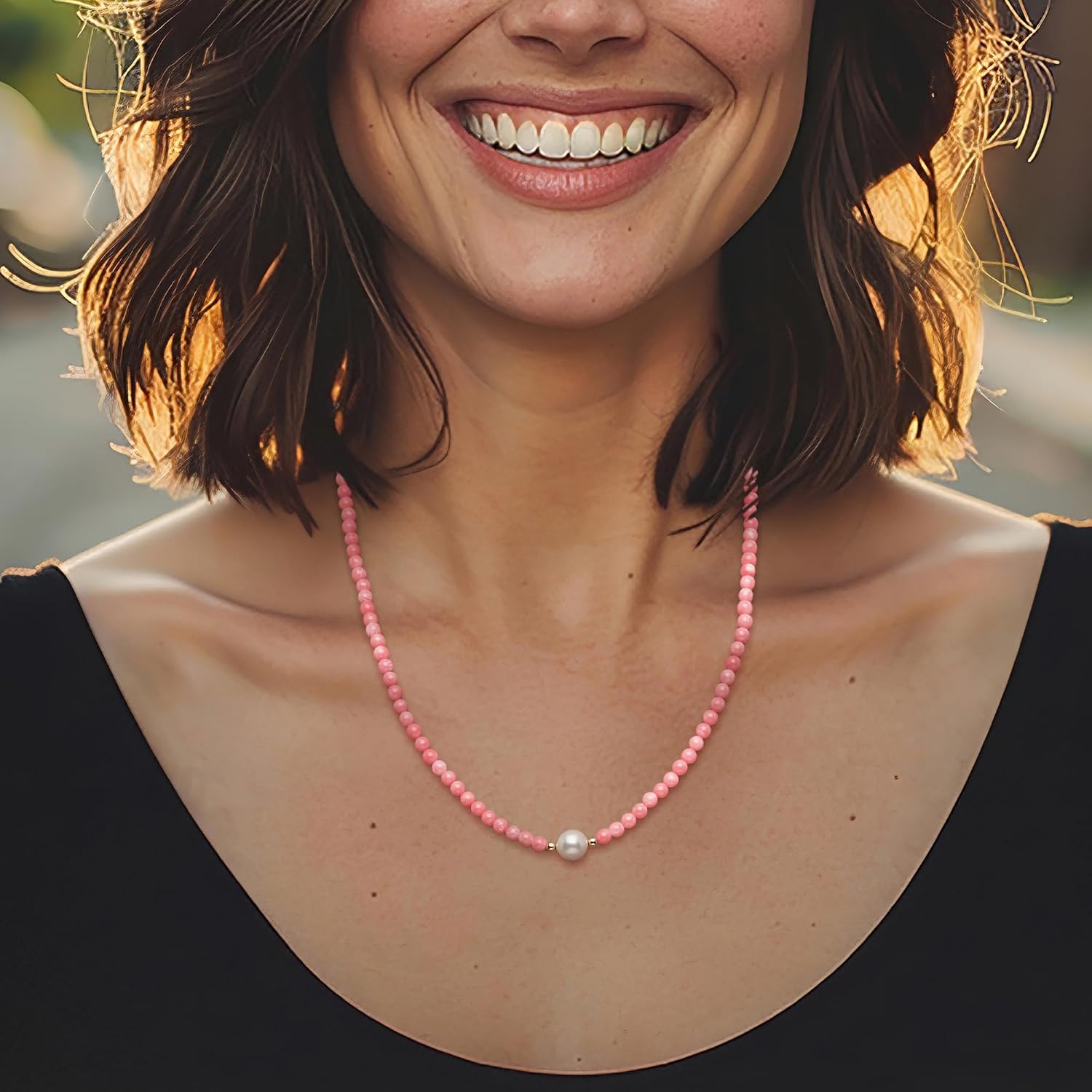 Ross-Simons 8.5-9mm Cultured Pearl and 4mm Coral Bead Necklace With 18kt Gold Over Sterling