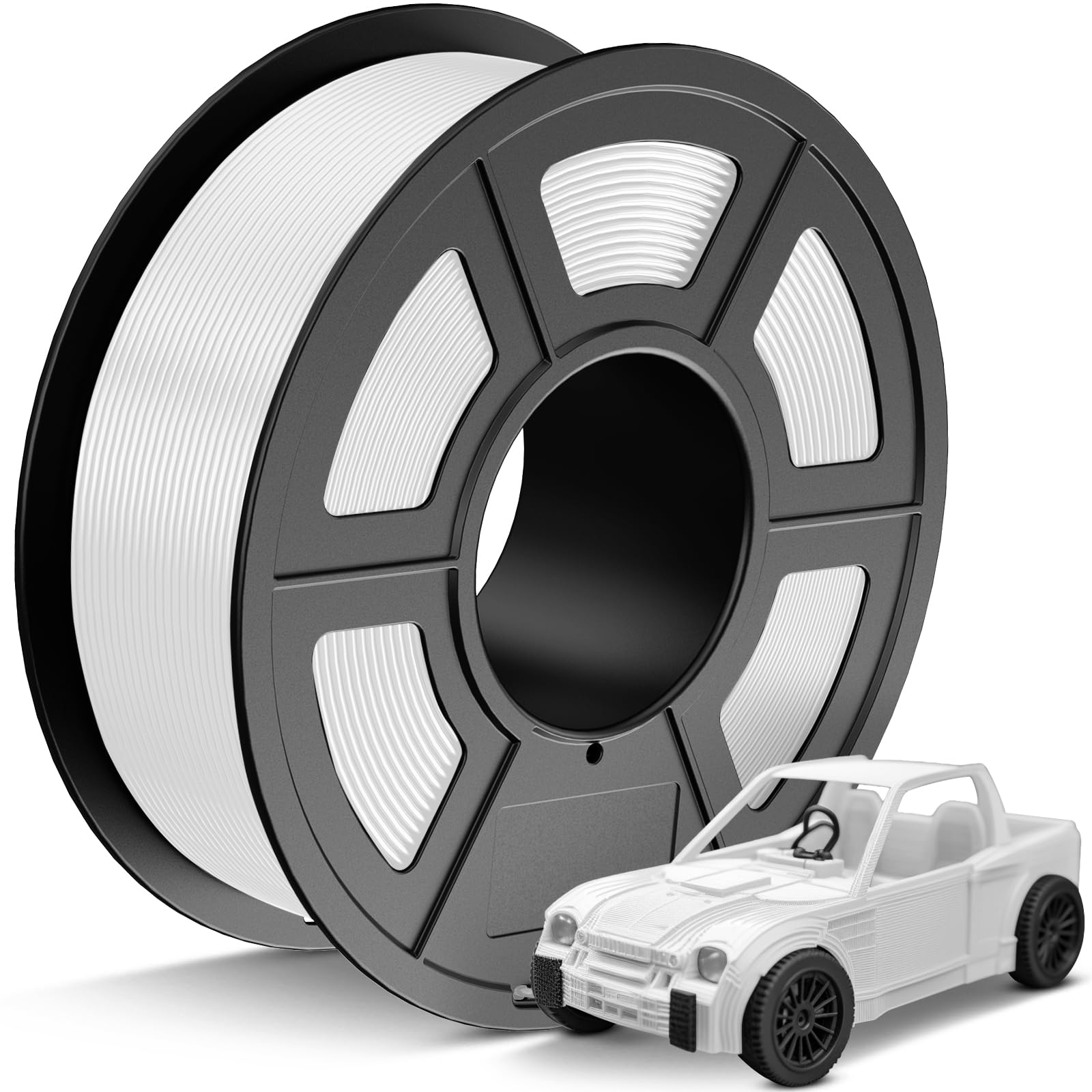 JAYO Filamento PETG 1.75 mm Bianco 1.1 kg, Filamento PETG per Stampanti 3D ad alta tenacità, Precisione di +/- 0,02 mm, Bobina da 1.1 kg (2.4 lb) per la maggior parte delle stampanti 3D FDM