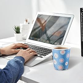 SIUQ 300 Pack Paper Cups 8 oz, Disposable Coffee Cups, Paper Coffee Cups 8 oz, Colourful Hot/Cold Beverage Drinking Cup for Water Juice or Tea, Office Party Home Travel - Daisy