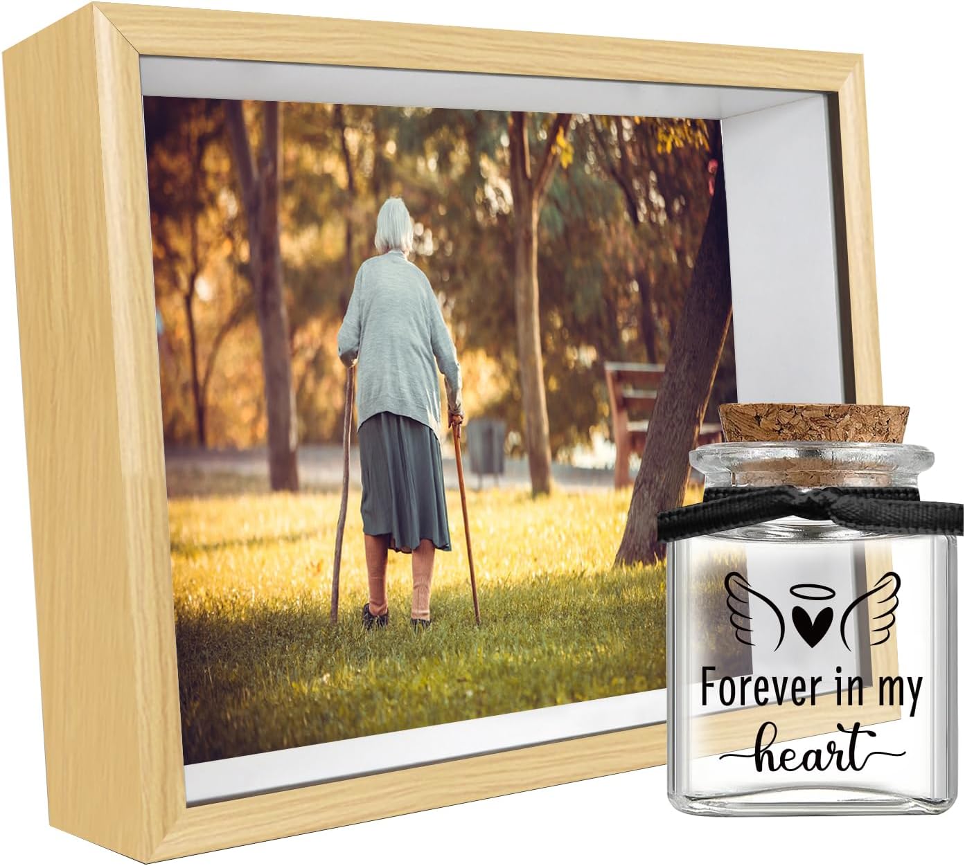 Personalization Memorial Photo Frame with Glass Keepsake Jar，Perfect for Preserving Loved One’s Hair & Memories，Sympathy Bereavement Gift - Holds 4x6 inch pictures (White 4)