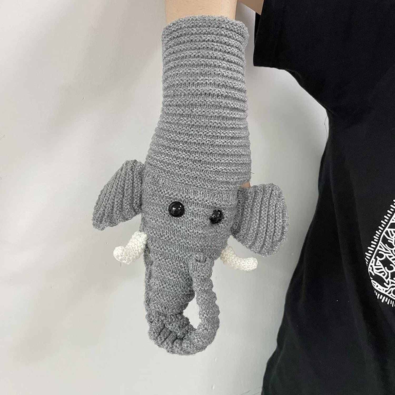 Winter And Autumn Stereo Elephant Finger Mitten Cartoon Gloves Windproof Cycling Women Men Knitted Gloves