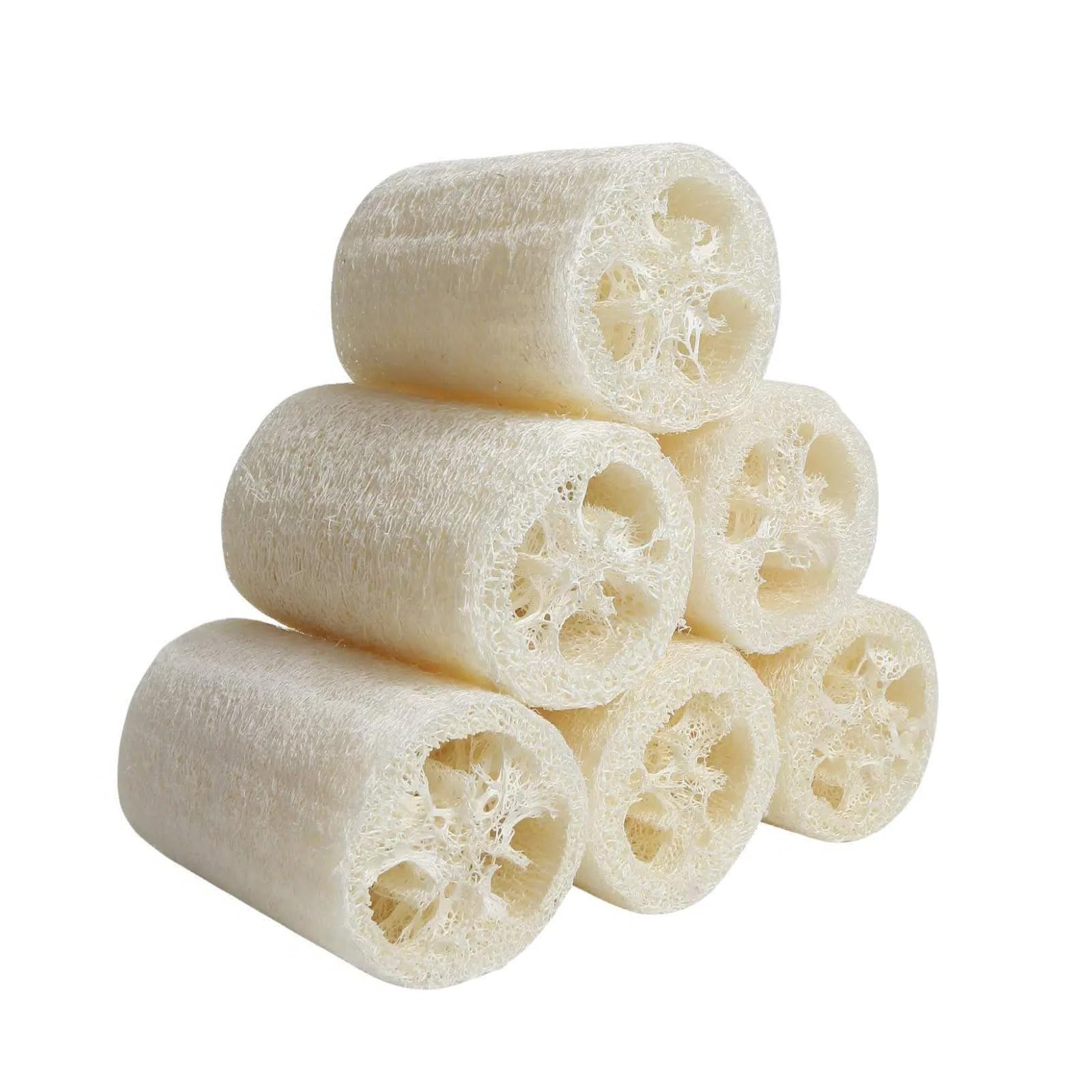 6 Pezzi di Spugna Naturale di Luffa,Loofah Scrubber,Loofah Sponge Esfoliante,Spugna di Luffa Naturale,Adatto per la Cura del Corpo E la Rimozione Della Pelle Morta,Cucine,Bagni e Docce