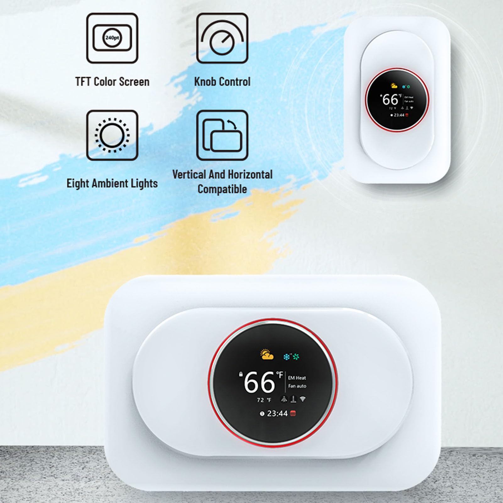 Zunate Termostato WiFi Intelligente per Pompa di Calore |Controllo Vocale Schermo LCD Modalità Automatica Riscaldamento Raffreddamento con Cavo C