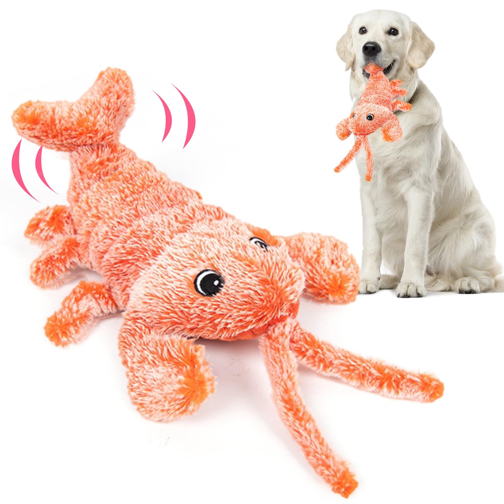 BABORUI Dog Toys, Interactive Dog Toys to Keep Them Busy, Wiggly Lobster Dog Toy for Boredom, Rechargeable Moving Dog Chew Toys for Small/Medium/Large Dogs/Puppy Toys