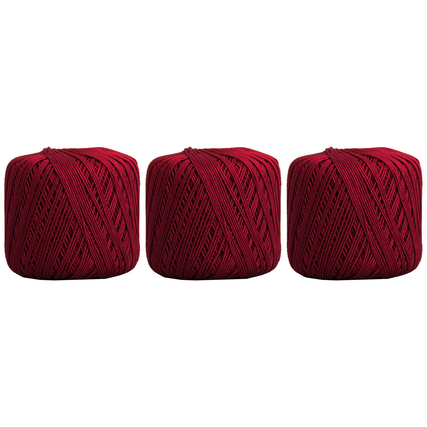 ThreadArt 100% Cotton Crochet Thread Size 3, 3 Ball Pack, Burgundy 37