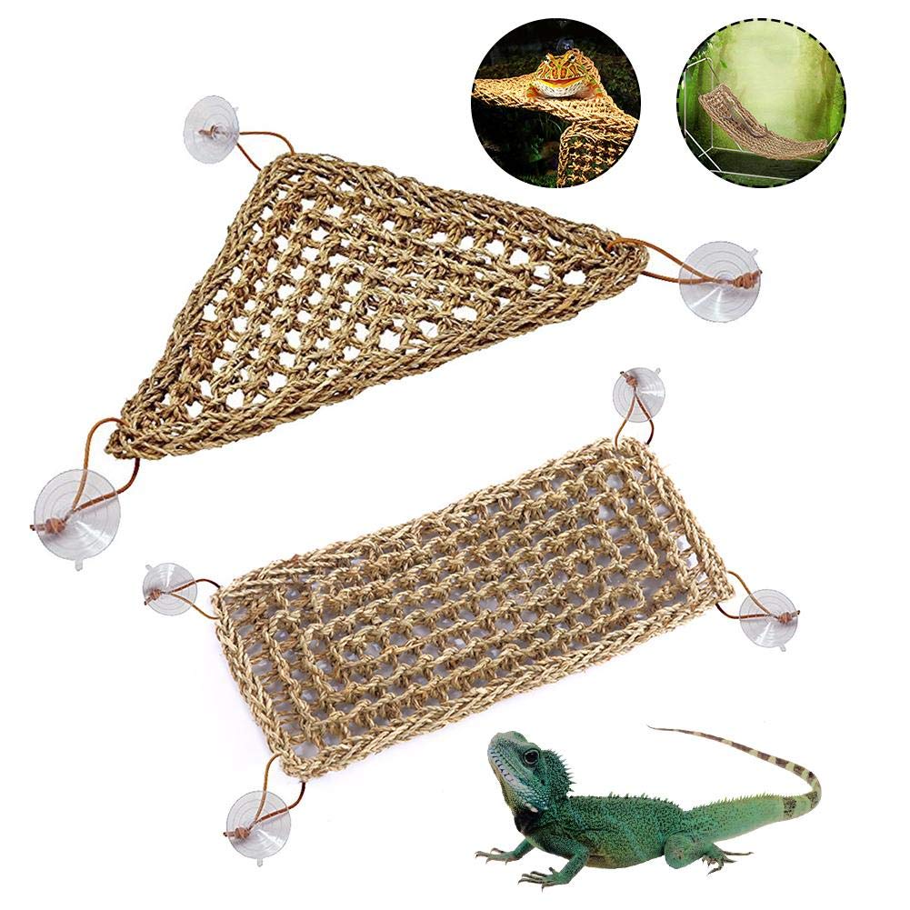 Bartdrachen Hängematte Für Reptilien – 2-teiliges Set Aus Seegras, Mit Saugnäpfen, Für Terrarien