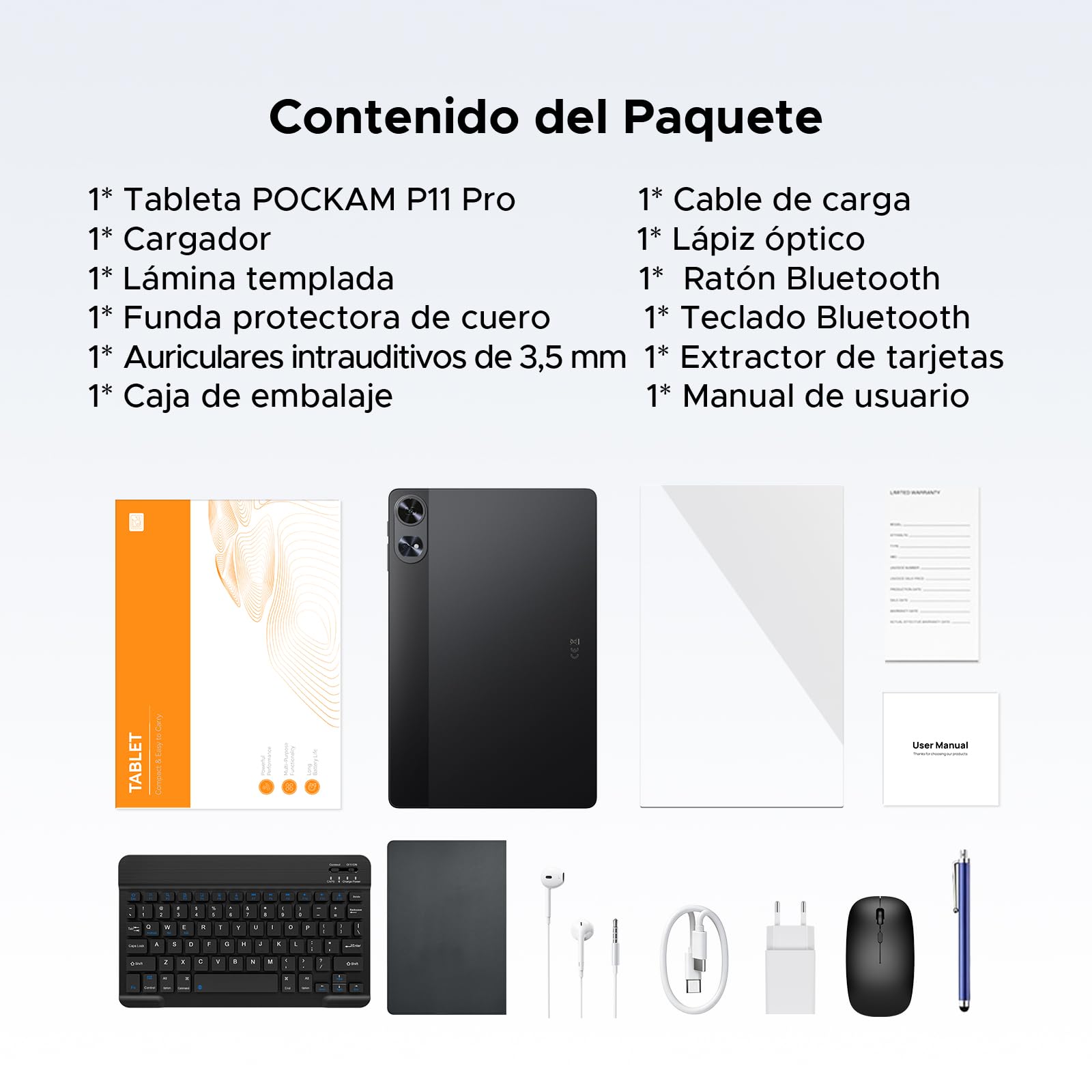 P11 Pro Tablet Android 16 2.4K 90Hz 11 Pulgadas Gemini AI 48GB RAM 128GB ROM T7250 Octa-Core 13MP 5MP 8800mAh 5G WiFi Negro